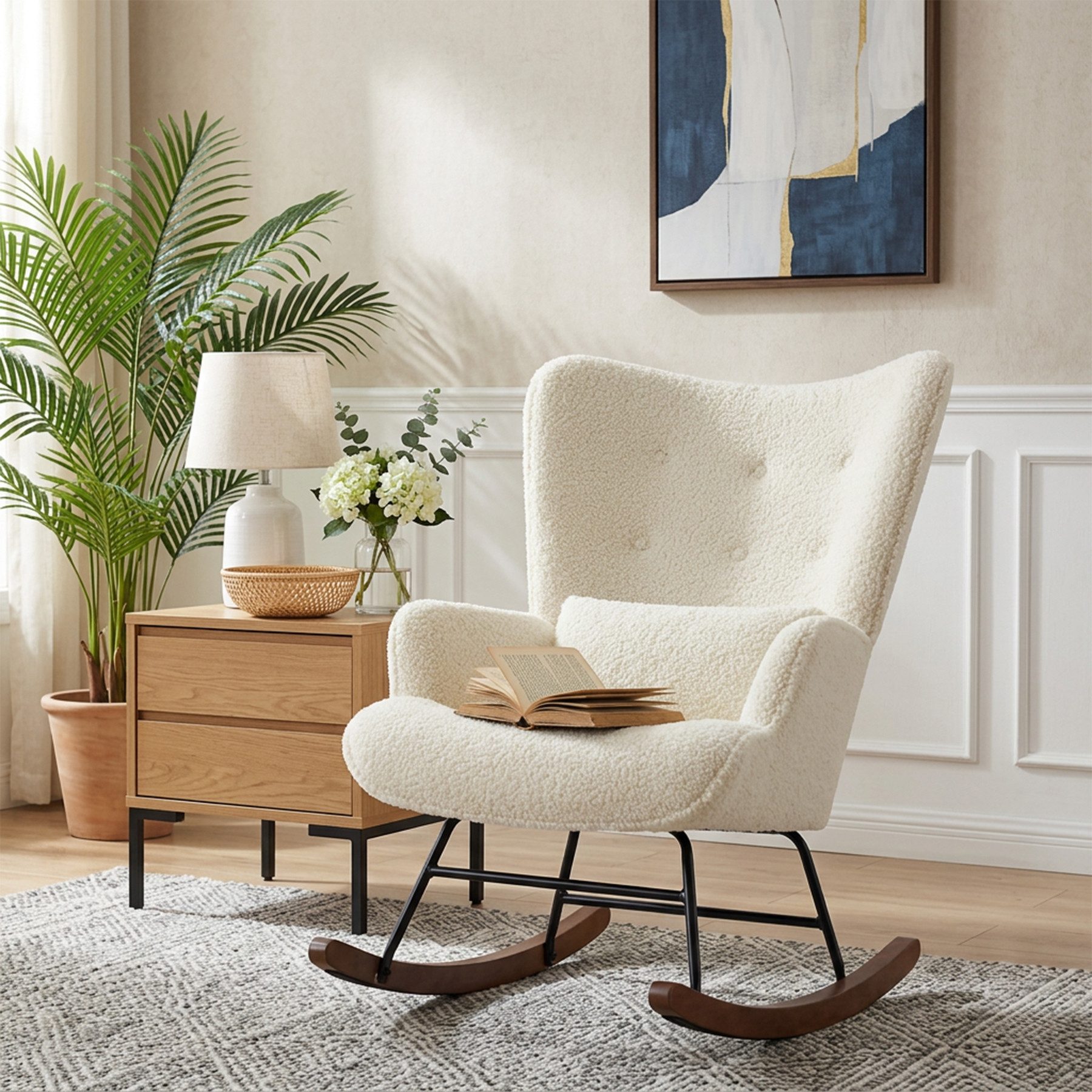 HomeMiYN Schaukelstuhl Schaukelstuhl Patchwork Sessel Schwingsessel Relaxst günstig online kaufen