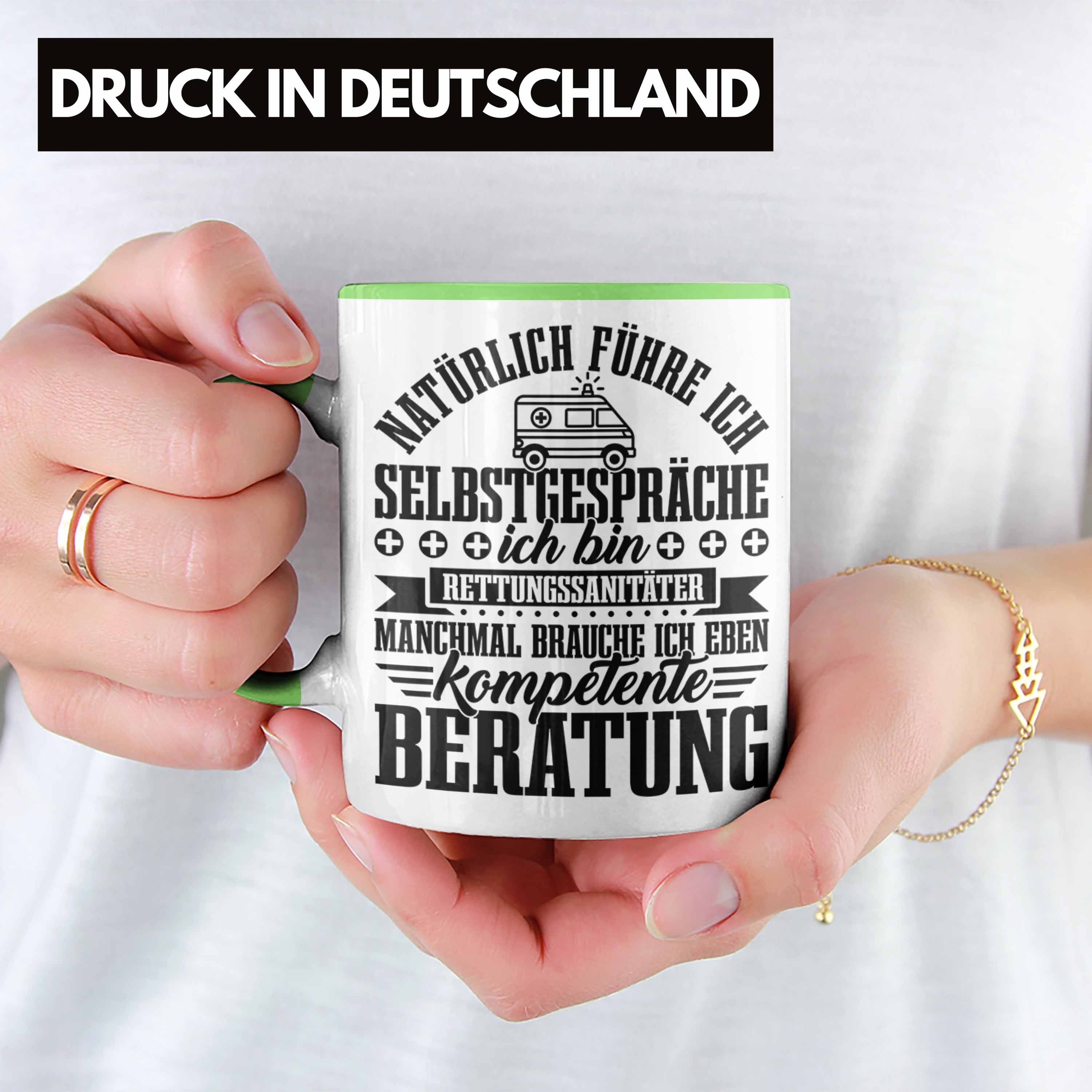 Trendation Tasse Geschenk Lustig Rettungssanitäter Sanitäter Tasse Grün Not Krankentransport