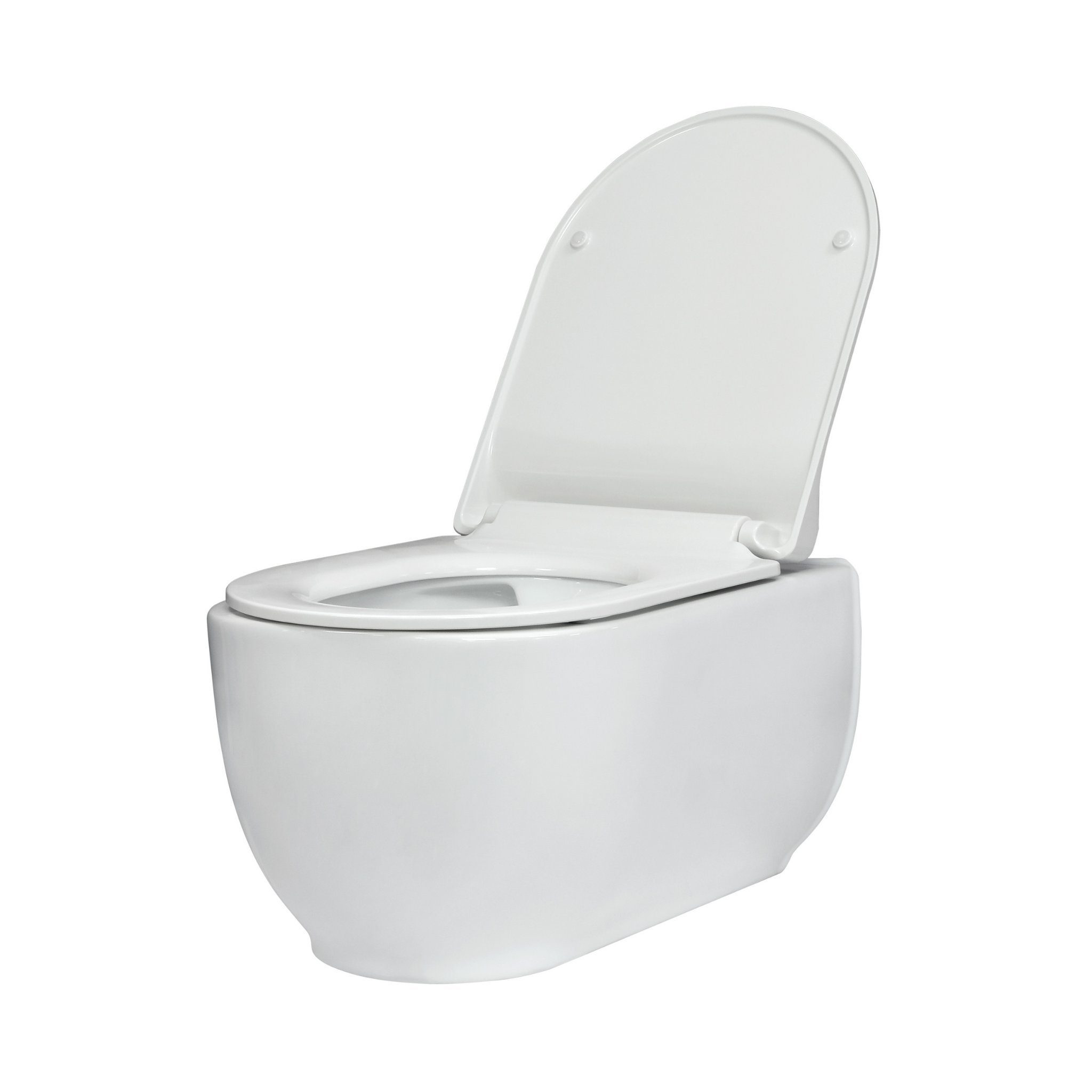 Karen Tiefspül-WC Toilette Vista, wandhängend, Abgang waagerecht, Komplett-Set aus Toilettenkeramik mit Taharet und WC-Sitz aus Duroplast, Spülrandlos, Duschfunktion, WC-Deckel mit Absenkautomatik