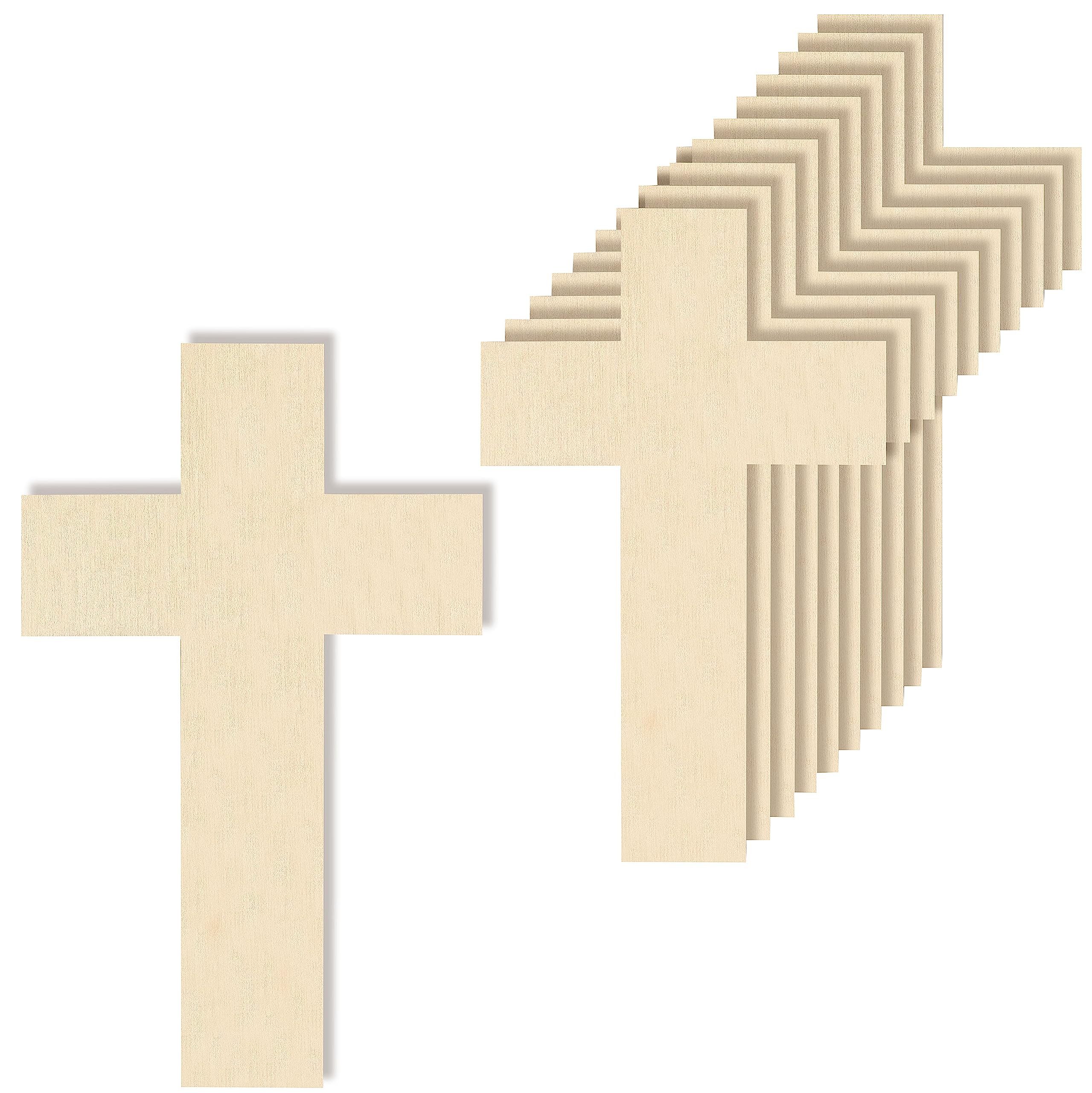 Creative Deco Dekohänger 10x Kreuz Anhänger aus Sperrholz 3mm zum Basteln und Bemalen