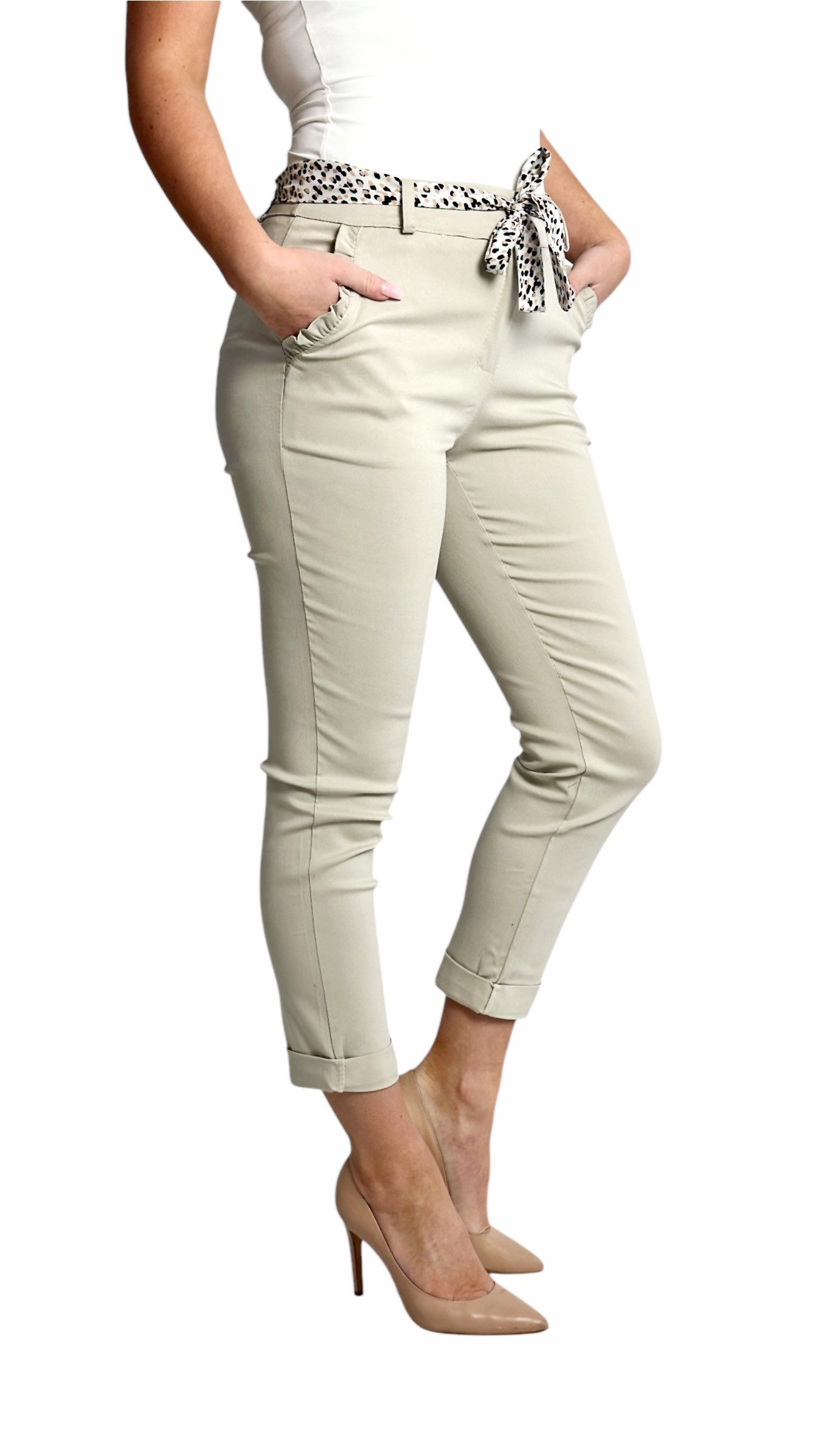 Mississhop Stretch-Hose Female Damen Stretch Klassische Chino Hose mit gemustertem Tuch N. 366