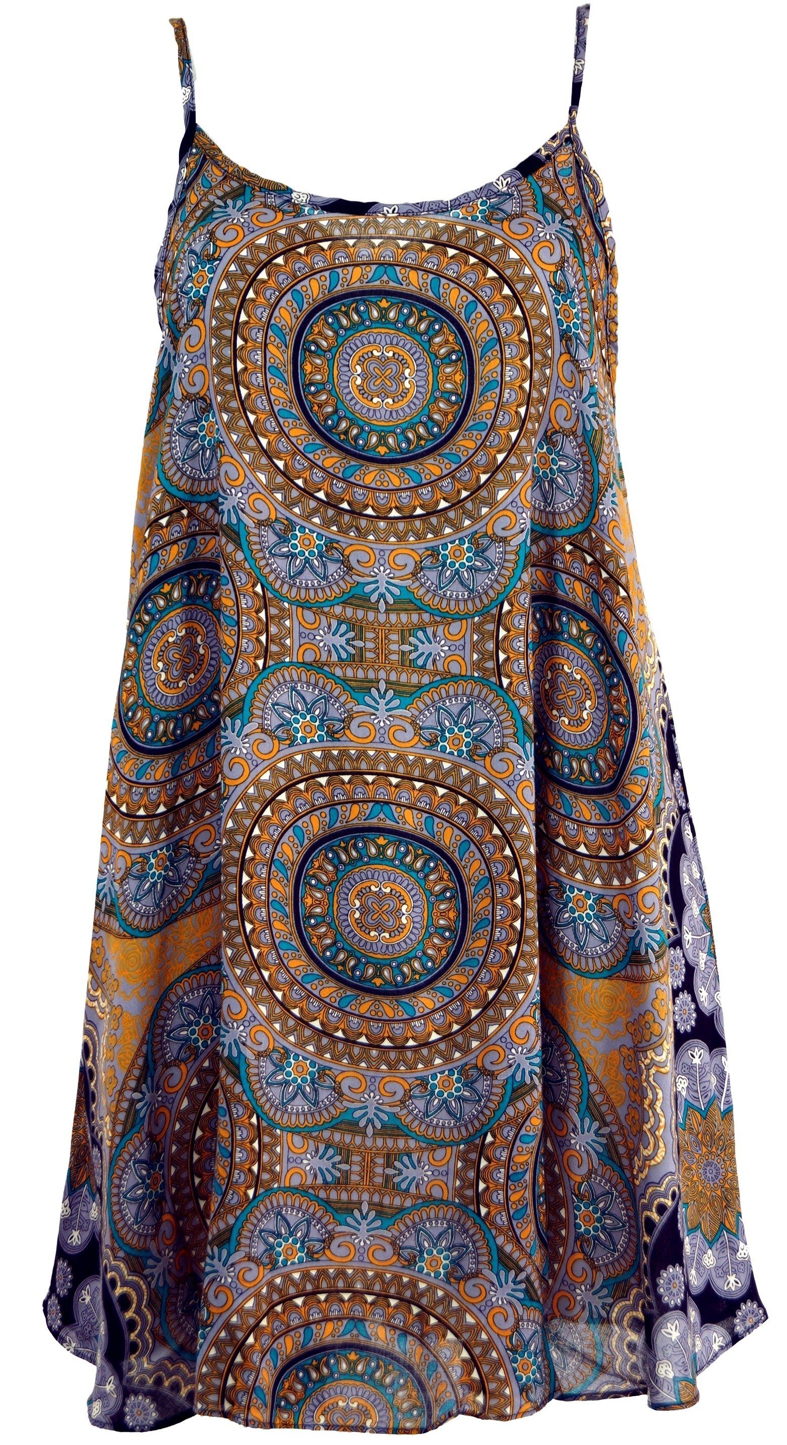 Guru-Shop Midikleid Boho Minikleid, Bekleidung goldgelb Dashiki Trägerkleid,.. alternative