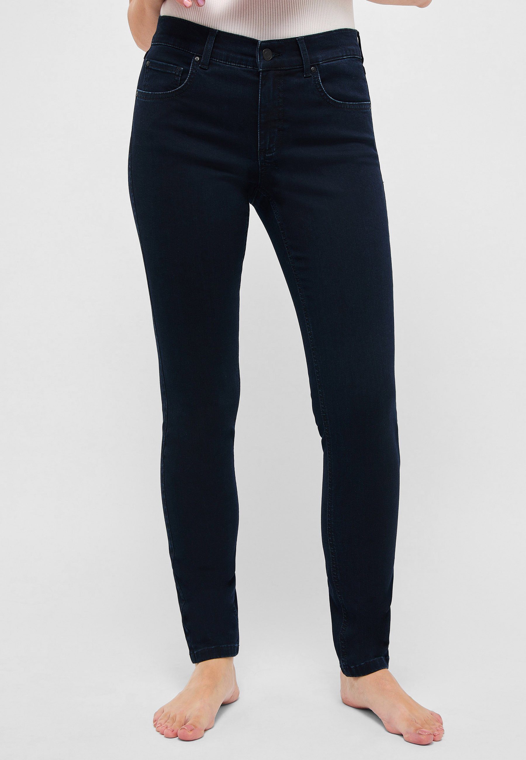 ANGELS Slim-fit-Jeans Denim Label-Applikationen mit Skinny authentischem dunkelblau Jeans mit
