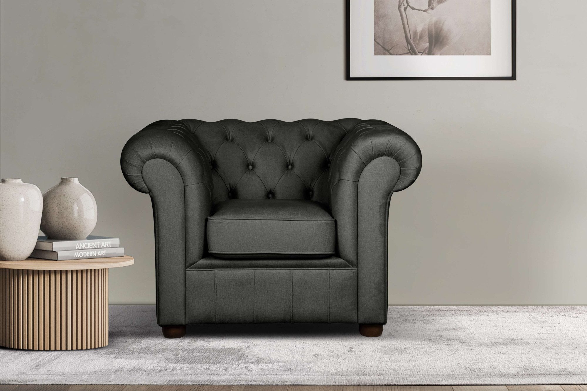 Home affaire Sessel CHARENTE, Chesterfield, Wellenfederung, Maße B/T/H: 105/89/74 cm, mit edler Knopfheftung und typischen Armlehnen