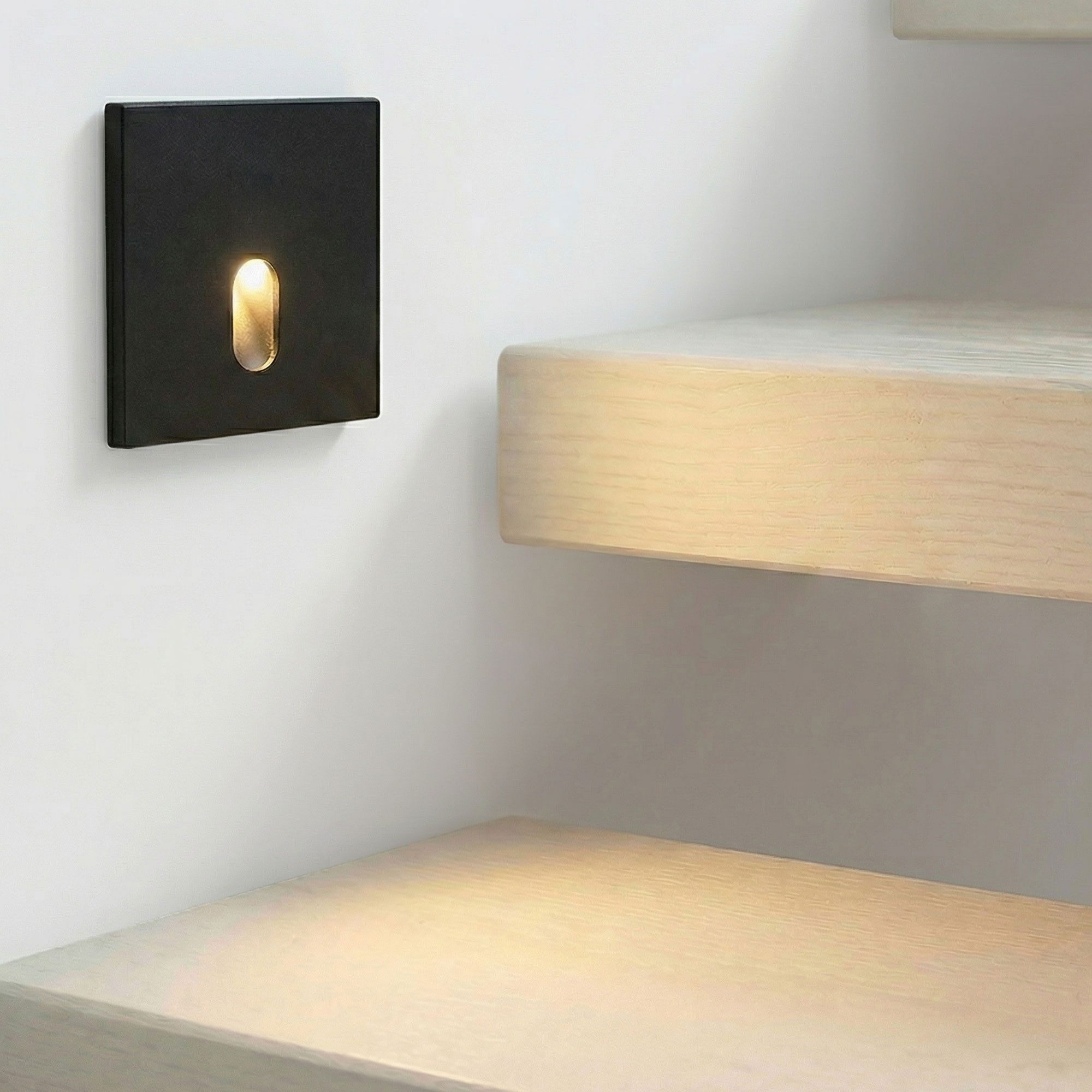 Maxkomfort LED Einbauleuchte - Treppenbeleuchtung Modular mit/ohne Bewegungsmelder - Stufenlicht, ohne Bewegungsmelder, LED fest integriert, 3 Lichtfarben einstellbar - Wandeinbauleuchte Treppe Innen Rund/Eckig