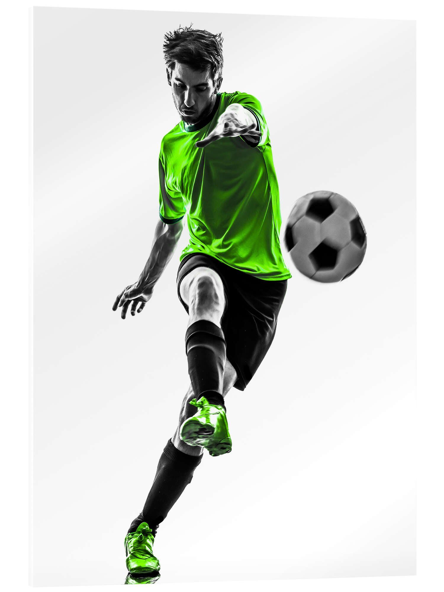 Posterlounge Acrylglasbild Editors Choice, Fußballspieler beim Schuß, Illustration