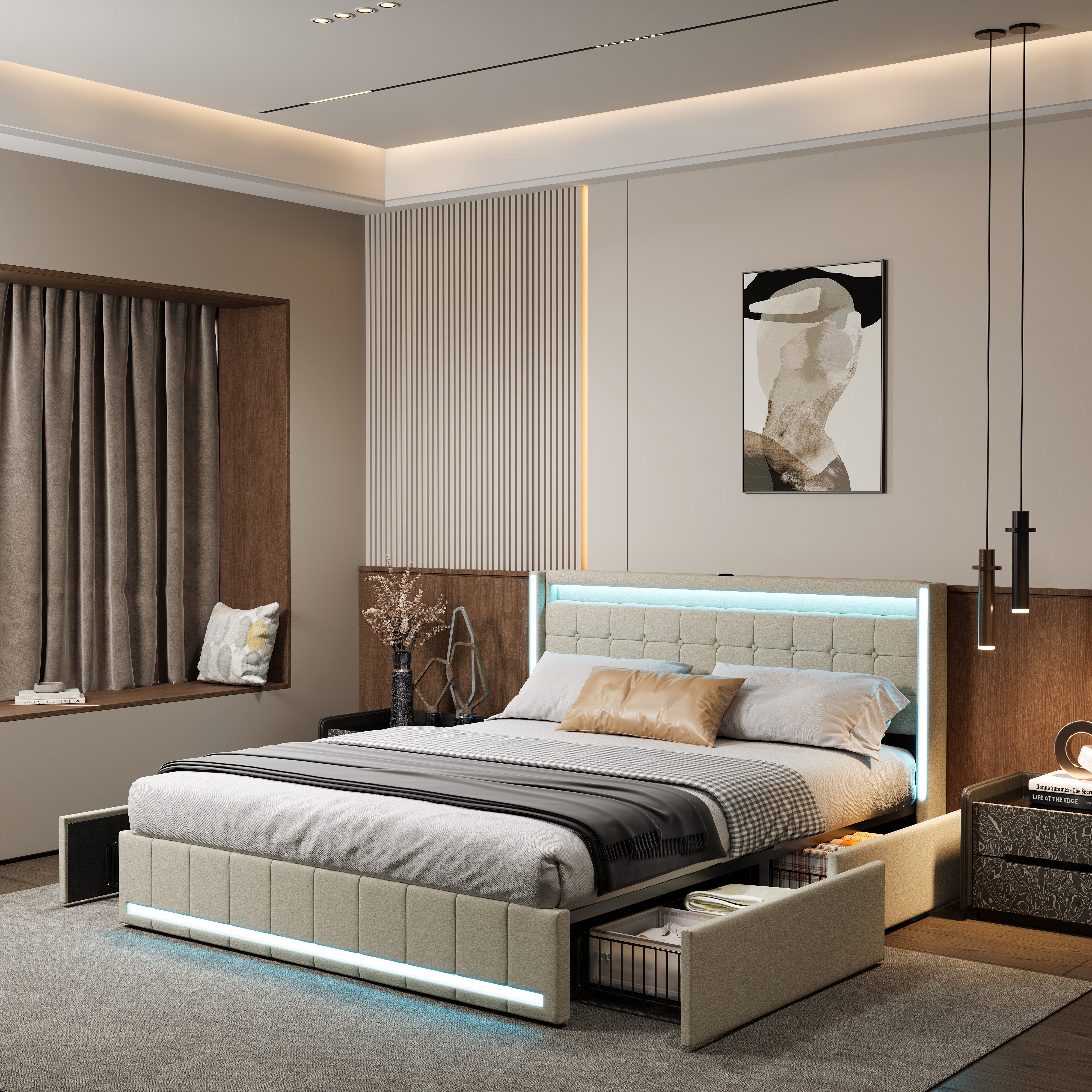 PXloue Polsterbett Design Bett Stauraumbett Doppelbett günstig online kaufen