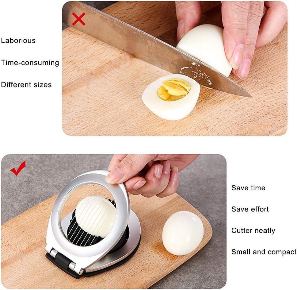 feinlux Eierschneider Edelstahl Schnittlinie 2-in-1-Eierschneider(1 Stück), (Packung, Multifunktionaler Eierschneider), für Eier, Kiwi, Erdbeeren, Weiche Speisen