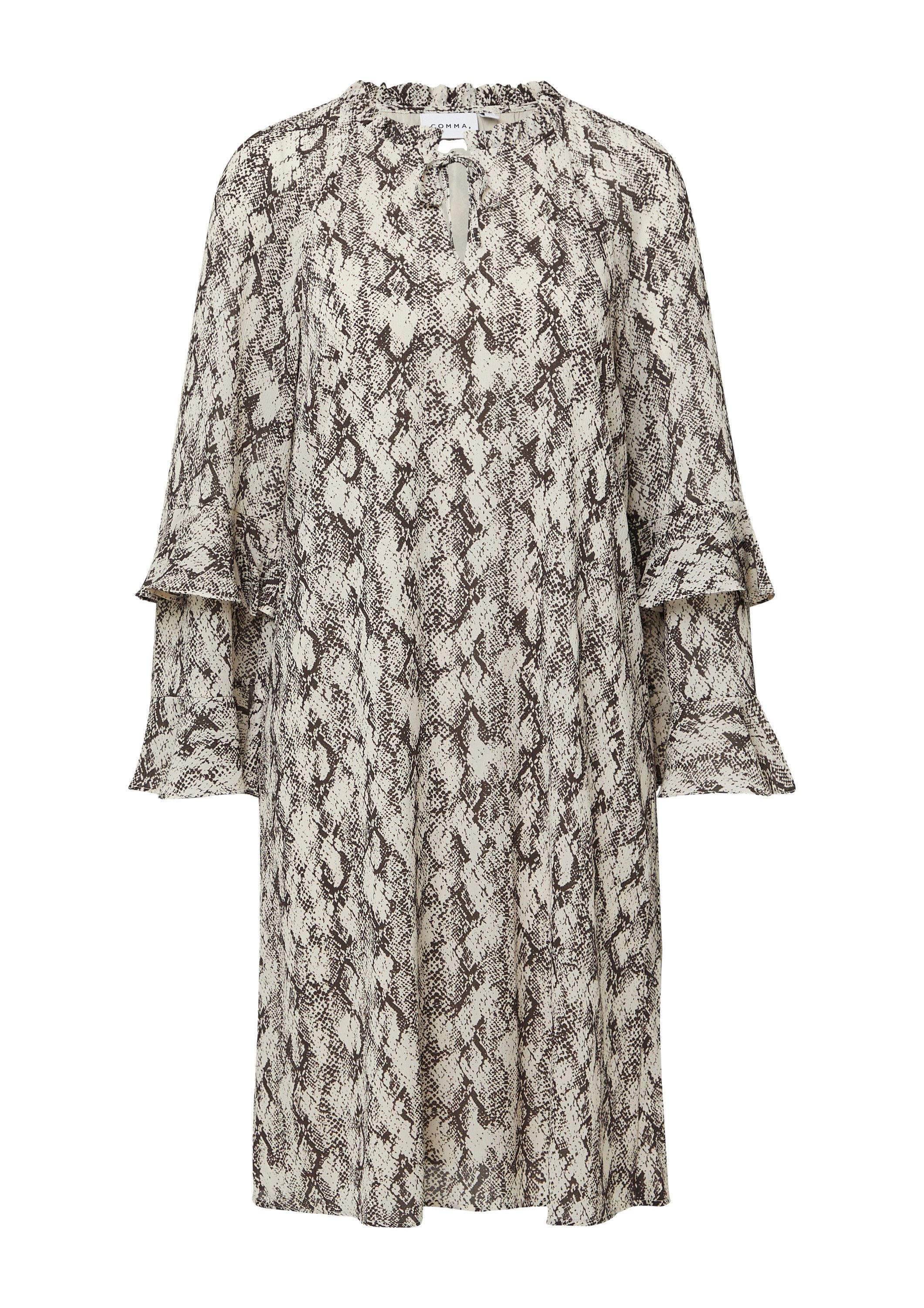 comma Midikleid Kleid Chiffonkleid mit Animal-Print und Volant-Details günstig online kaufen
