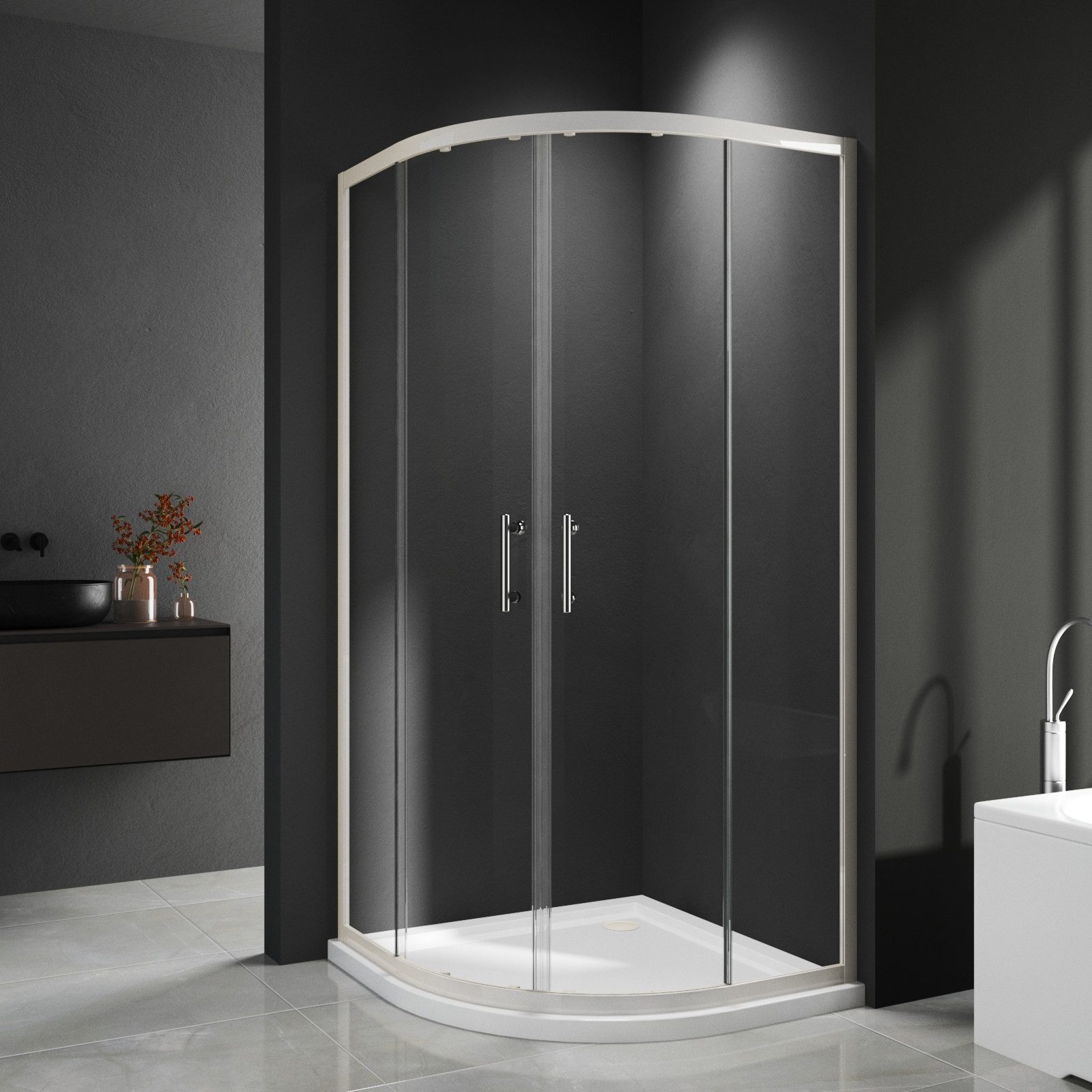 GOEZES Runddusche 90x90x185 Duschkabine Duschkabine Schiebetür Viertelkreis günstig online kaufen