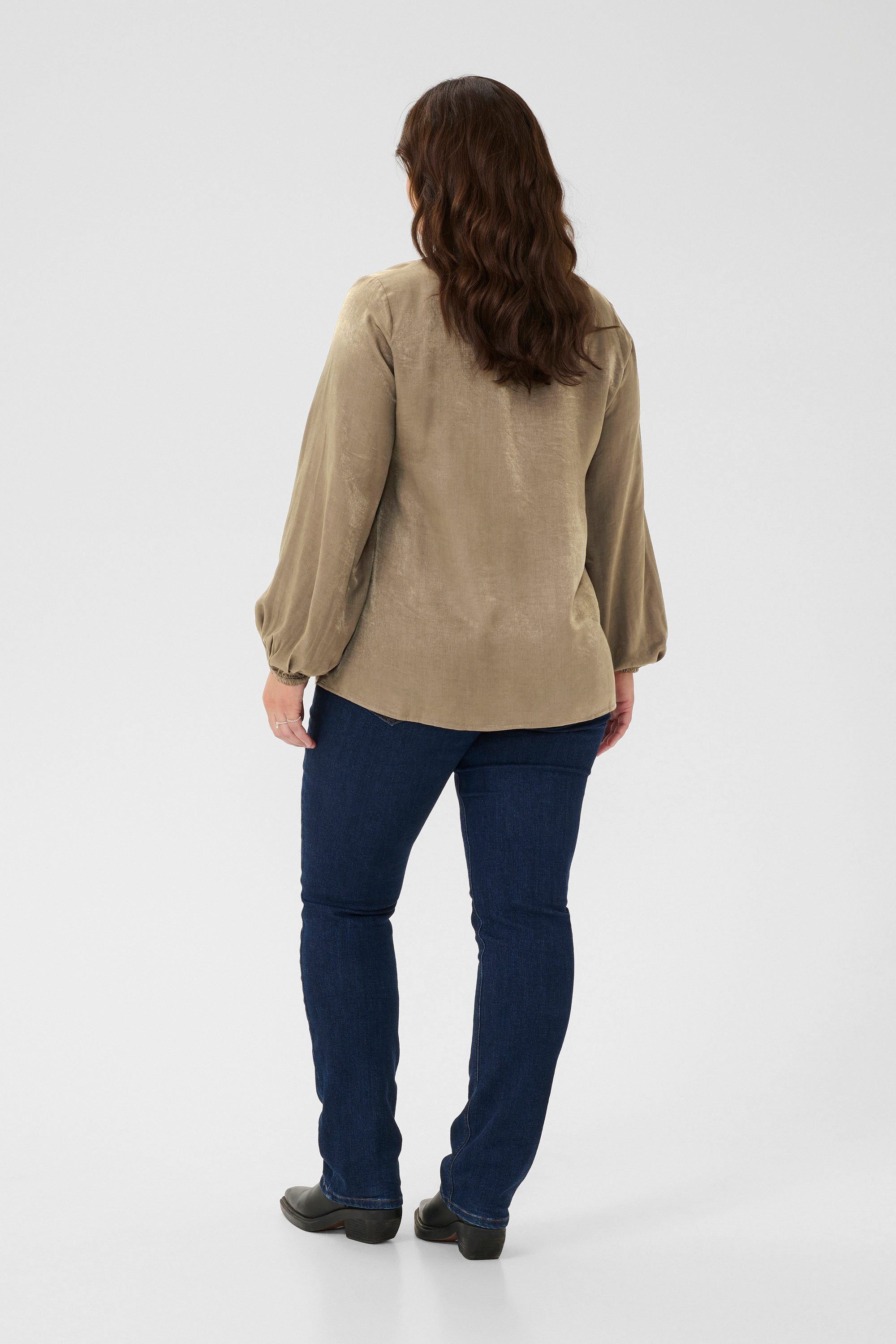 KAFFE Curve Langarmbluse Langarm-Bluse KCmilia Große Größen