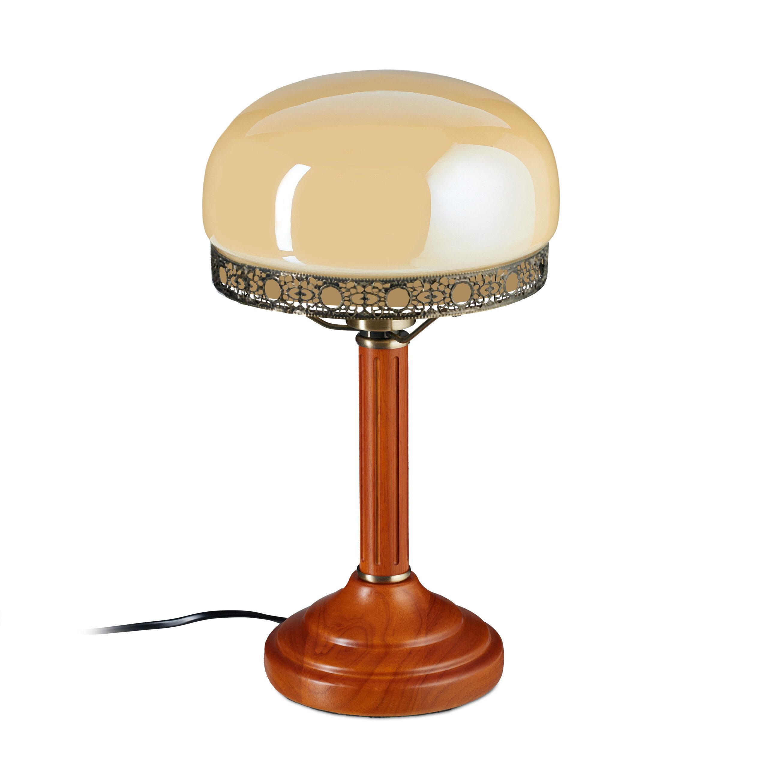 relaxdays Tischleuchte Tischlampe Beige Antik Look günstig online kaufen