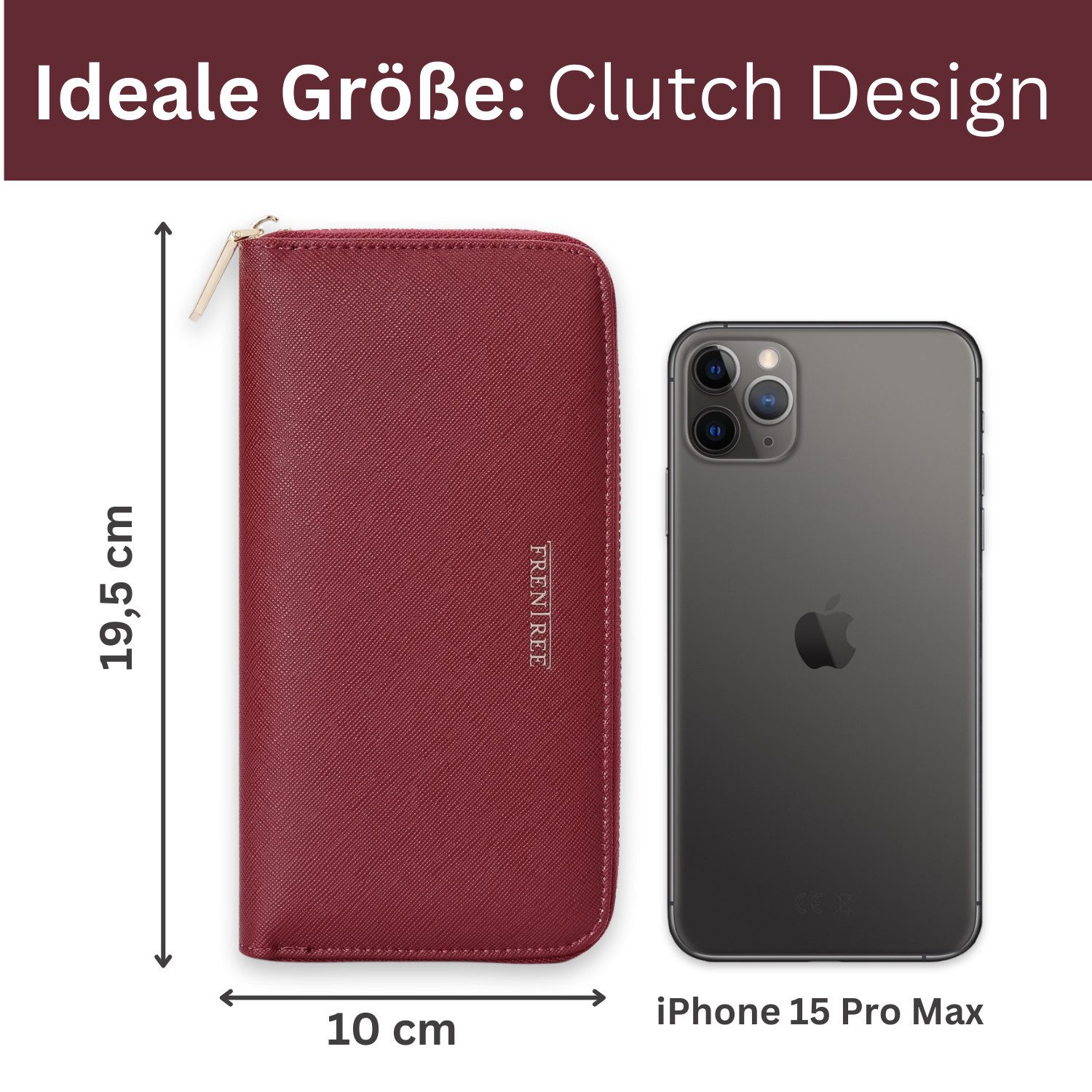 Frentree Geldbörse Clutch-Design, Damen Portemonnaie mit günstig online kaufen