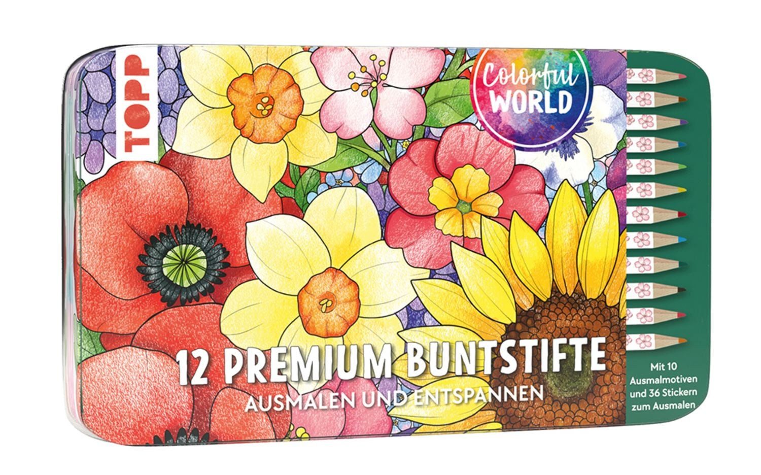 frechverlag Filzstift Colorful World Designdose mit 12 Buntstiften