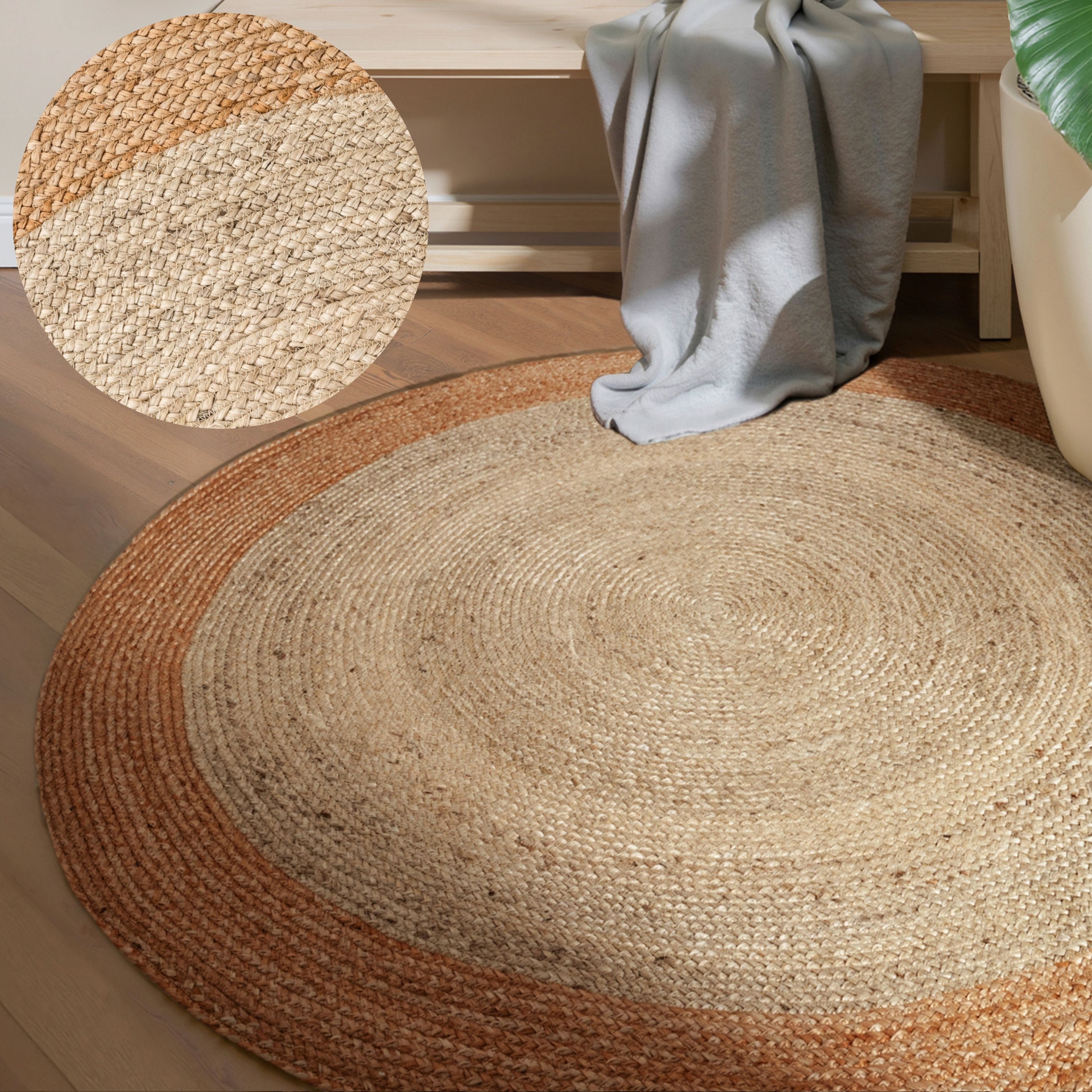 HANSE Home Teppich Looma Juteteppich, rund, Höhe: 9 mm, 100% Jutefaser, Natur, Wohnzimmer, Esszimmer, Flur, Boho, Skandi