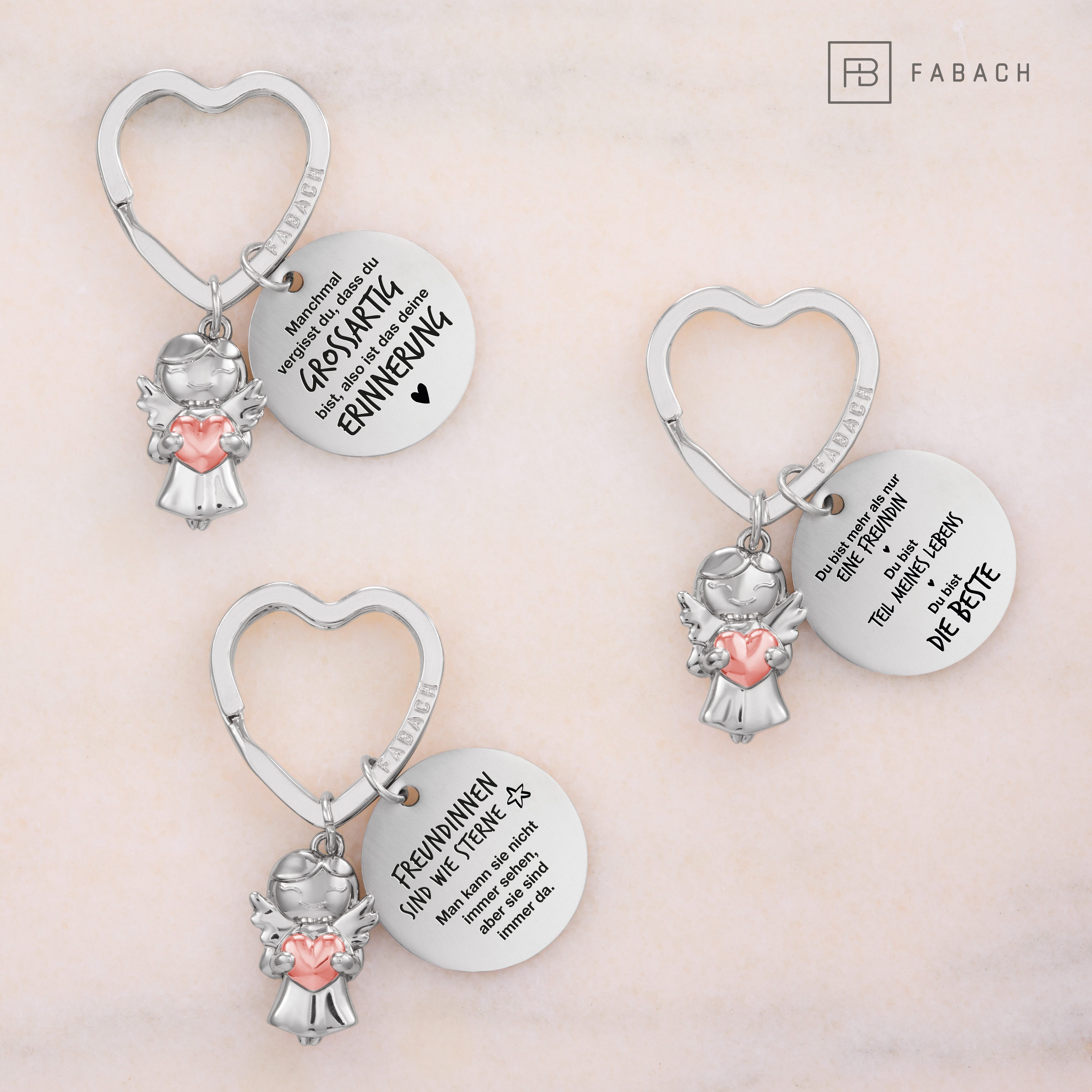 FABACH Schlüsselanhänger Schutzengel Star in Charms Größe mit Gravur "Beste Freundin"