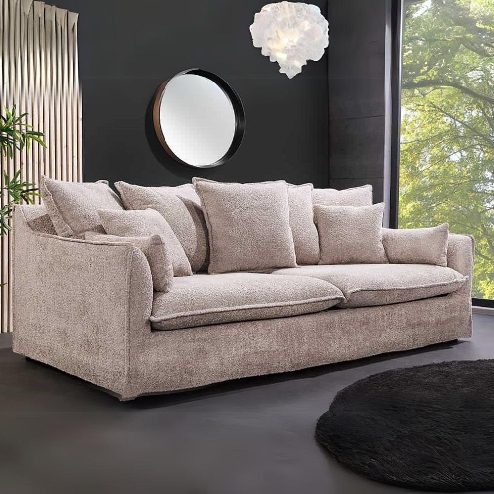 Sofa Hussensofa 3-Sitzer PARADISO 200cm Bouclé champagner Federkern