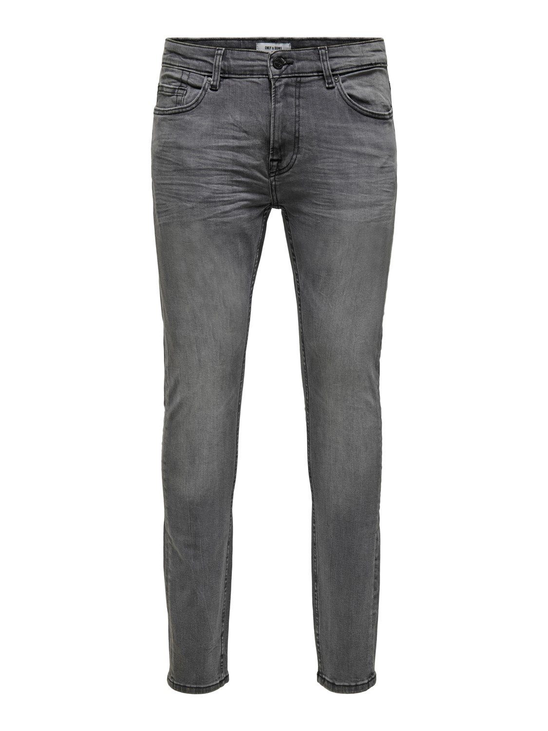 ONLY & SONS Slim-fit-Jeans Skinny Fit Jeans Basic Denim Stoned Washed Pants ONSWARP für Herren (1-tlg) Baumwolle unifarben wärmend Reißverschluss Basic-Style
