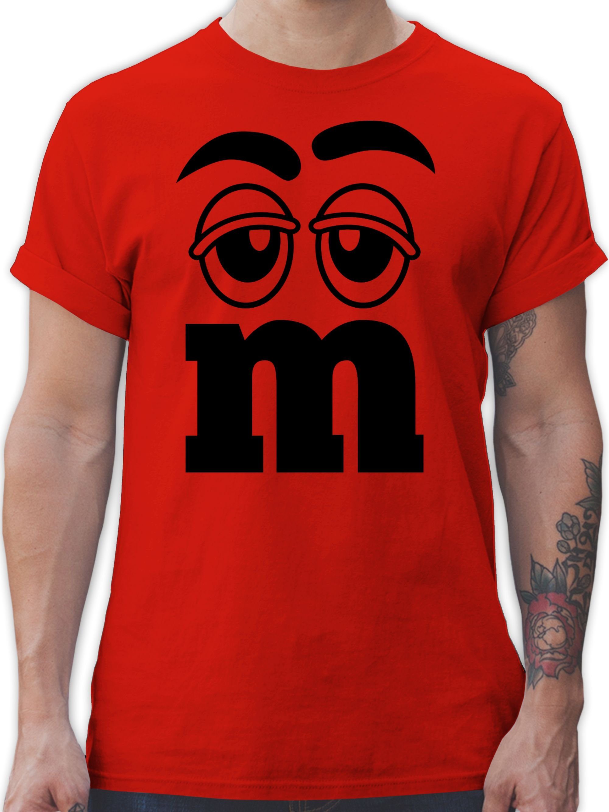 Shirtracer T-Shirt M und M Figuren Aufdruck M&M Karneval & Fasching 01 Rot
