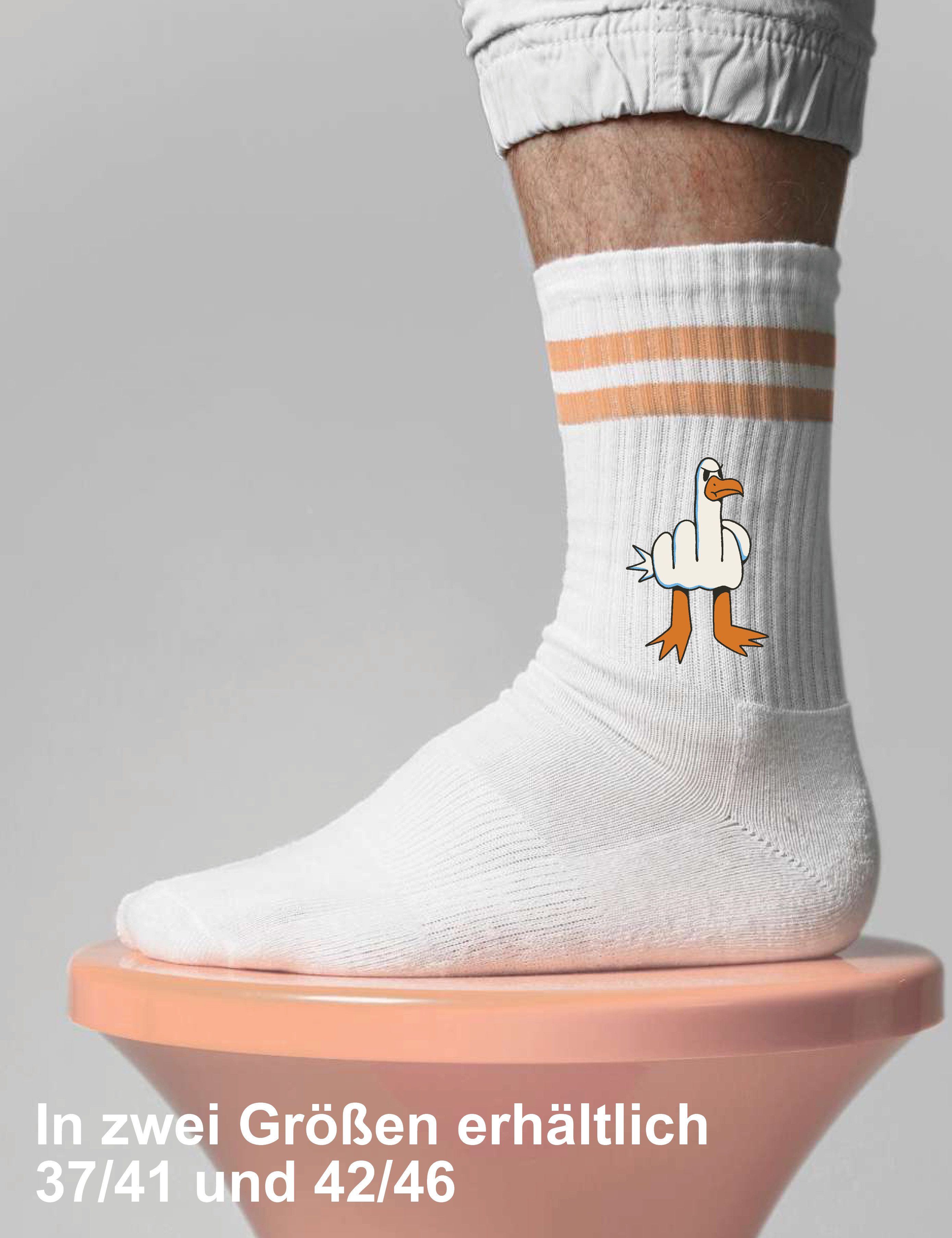 Youth Designz Tennissocken Unisex Socken "Möwe Finger" Fun-Aufdruck lustig Geschenk Statement mit verstärkter Verse und Zehenbereich
