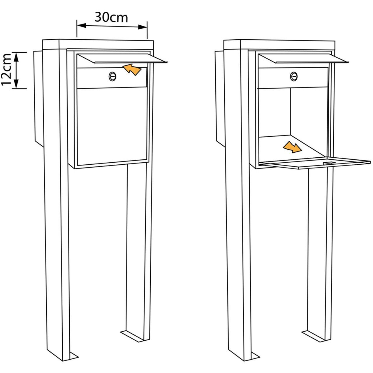 Bravios Briefkasten Standbriefkasten Big Flag Schwarz
