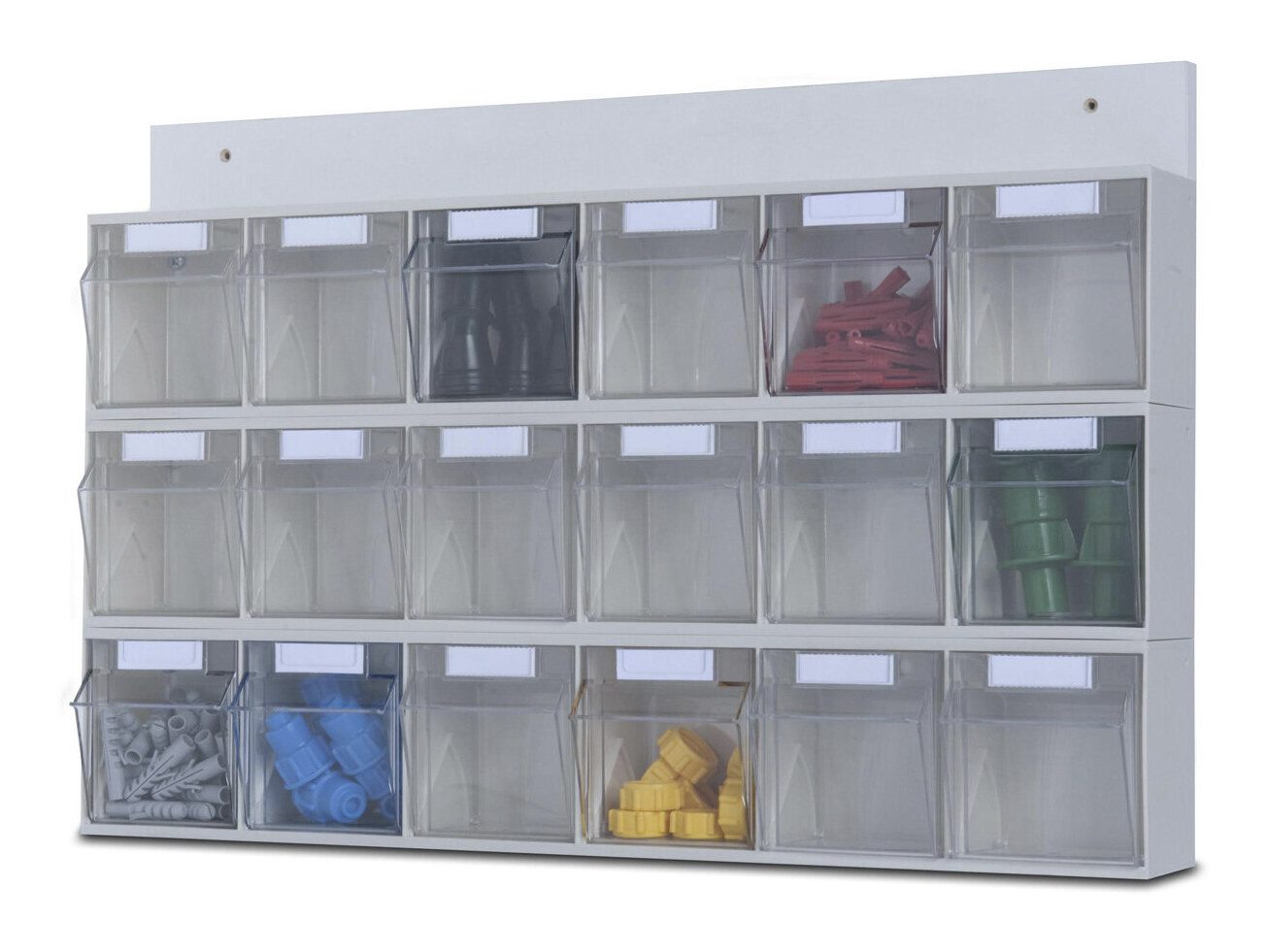 hünersdorff Kleinteilemagazin, MultiStore Wand-Set 18 Klarsichtbehälter hochschlagfest Kunststoff