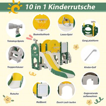 OKWISH Rutsche Kletterspielzeug für Kinder, (10 in 1 Multifunktionsrutsche Rutschen), Kinderrutsche, Spielrutsche, 172*165*95cm