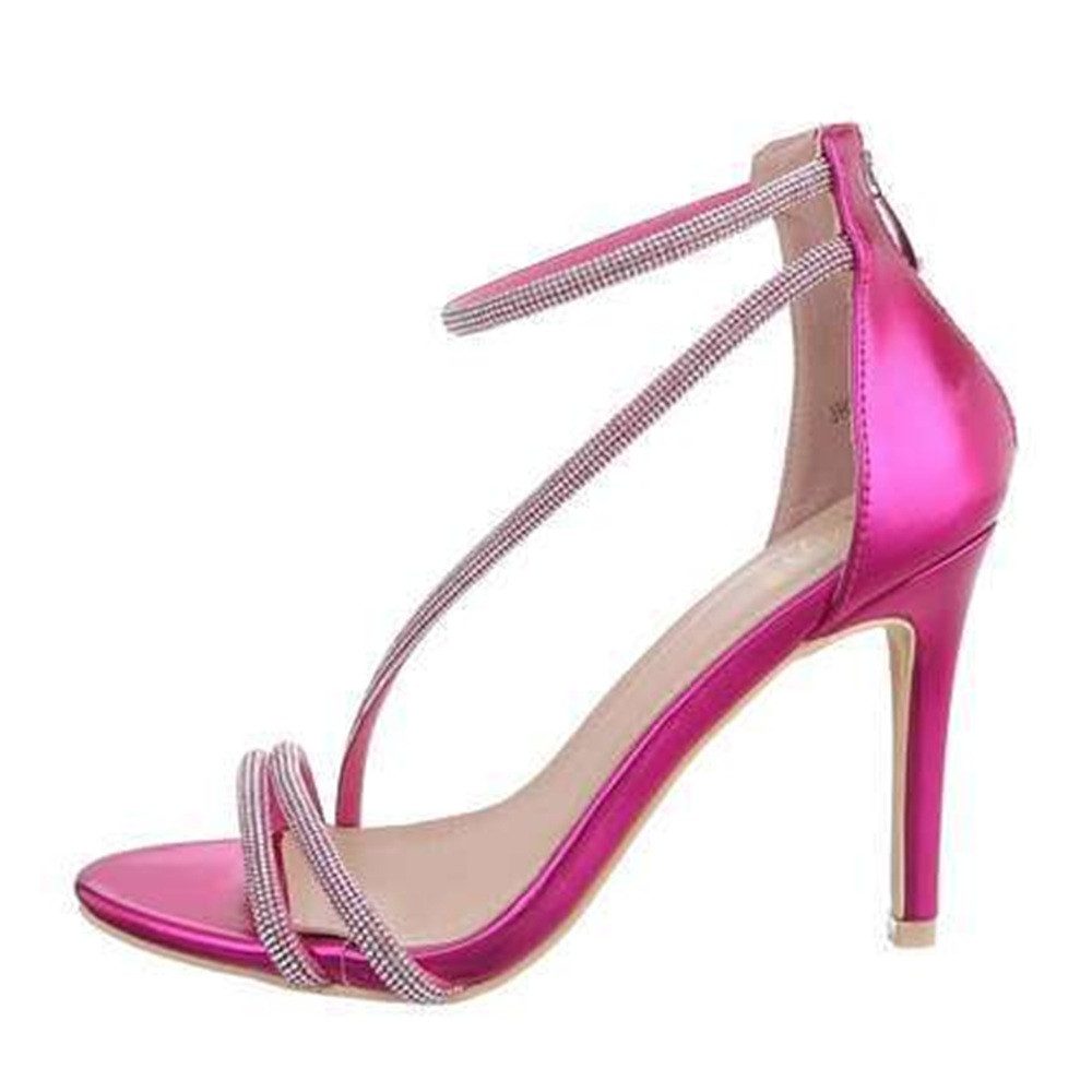 Koucla Metallic Flieder Pink Strass besetzte Riemchen Stiletto Sandalette High-Heel-Sandalette bling bling red carpet Look