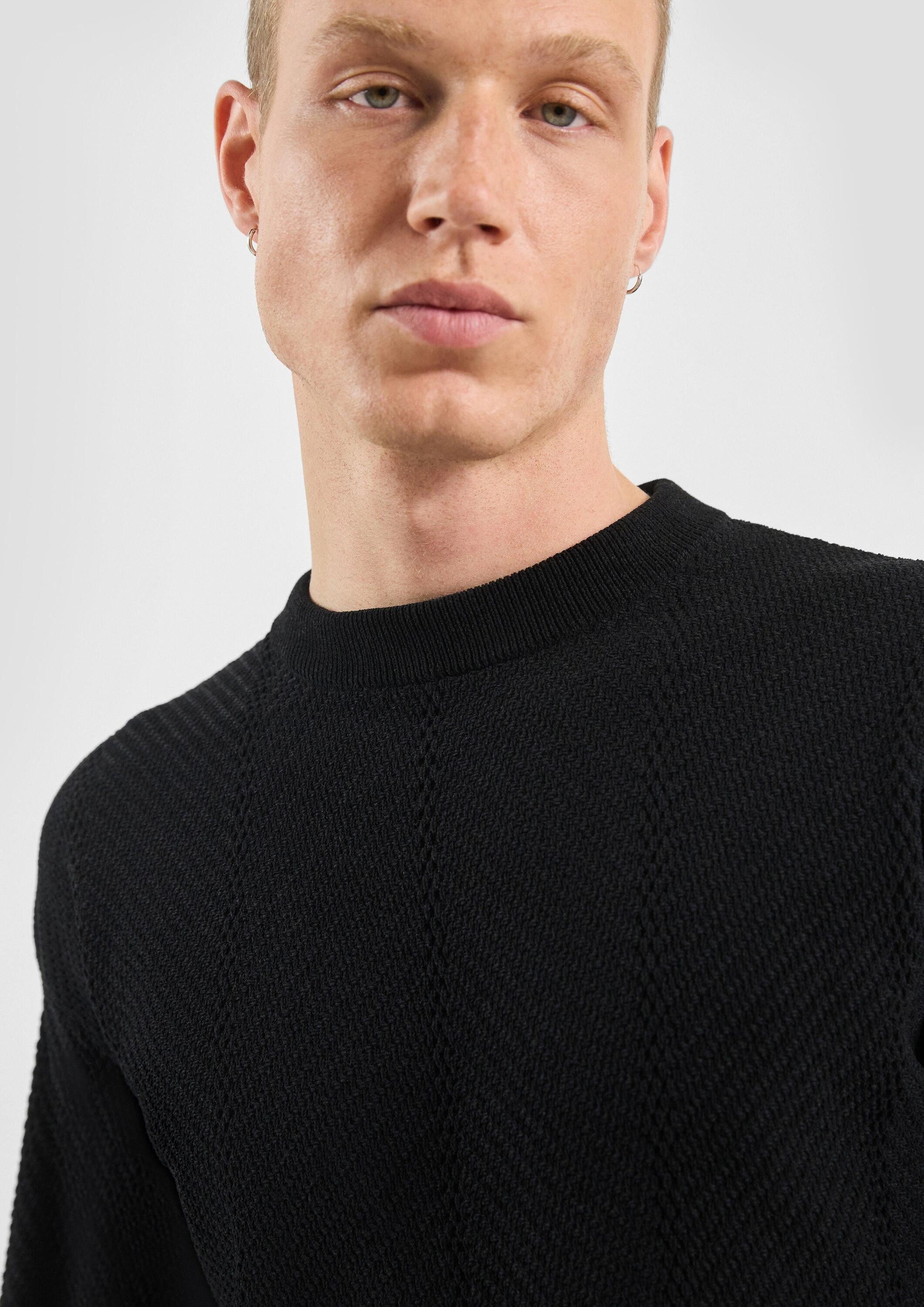 QS Longpullover Strickpullover Strukturierter Strickpullover