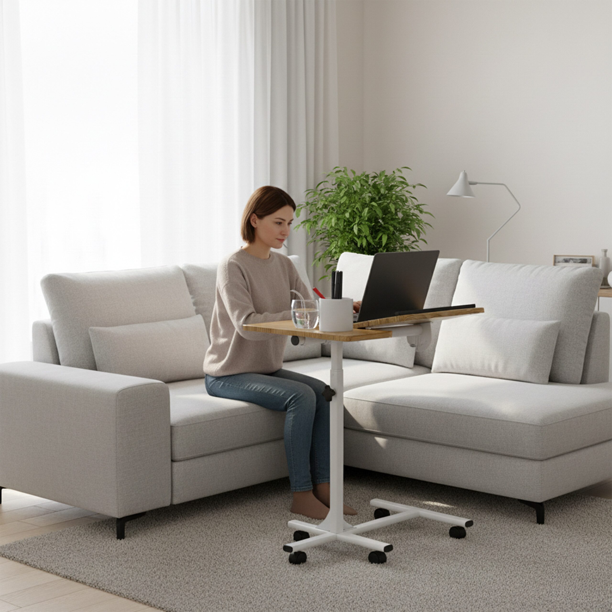 relaxdays Laptoptisch höhenverstellbar mit Rolle günstig online kaufen