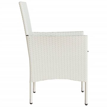 vidaXL Gartenstuhl Gartenstühle mit Kissen 2 Stk. Weiß Poly Rattan (1 St)