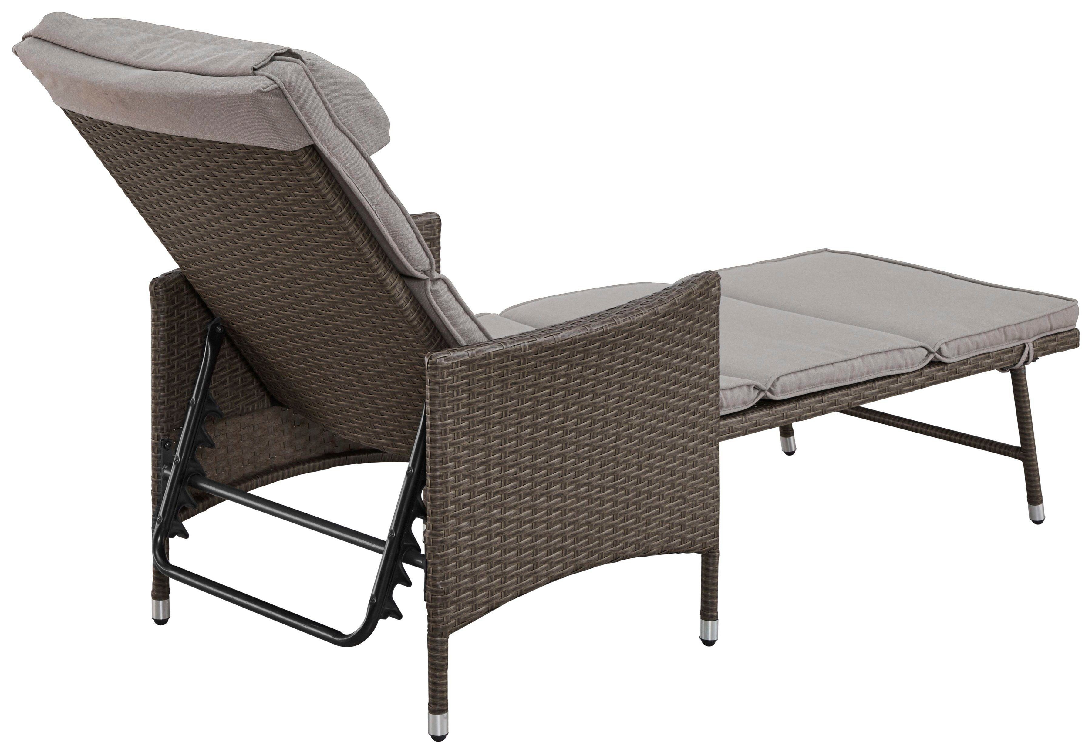 braun Mailand, | 4-fach inkl. Polyrattan, braun KONIFERA Gartenliege verstellbar, Auflage