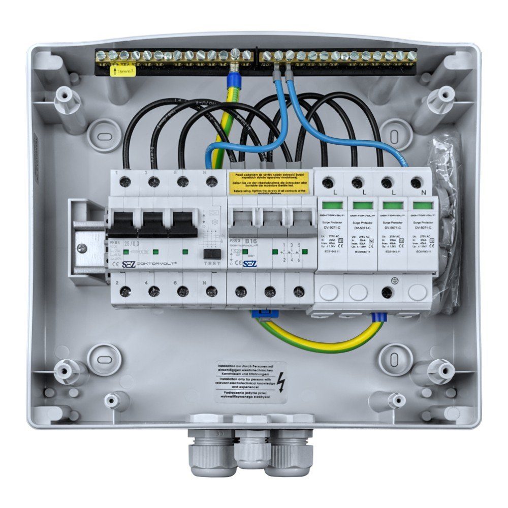 Doktorvolt Verteilerbox Solar Anschlusskasten PV AC B16A FI-Schalter Photovoltaik