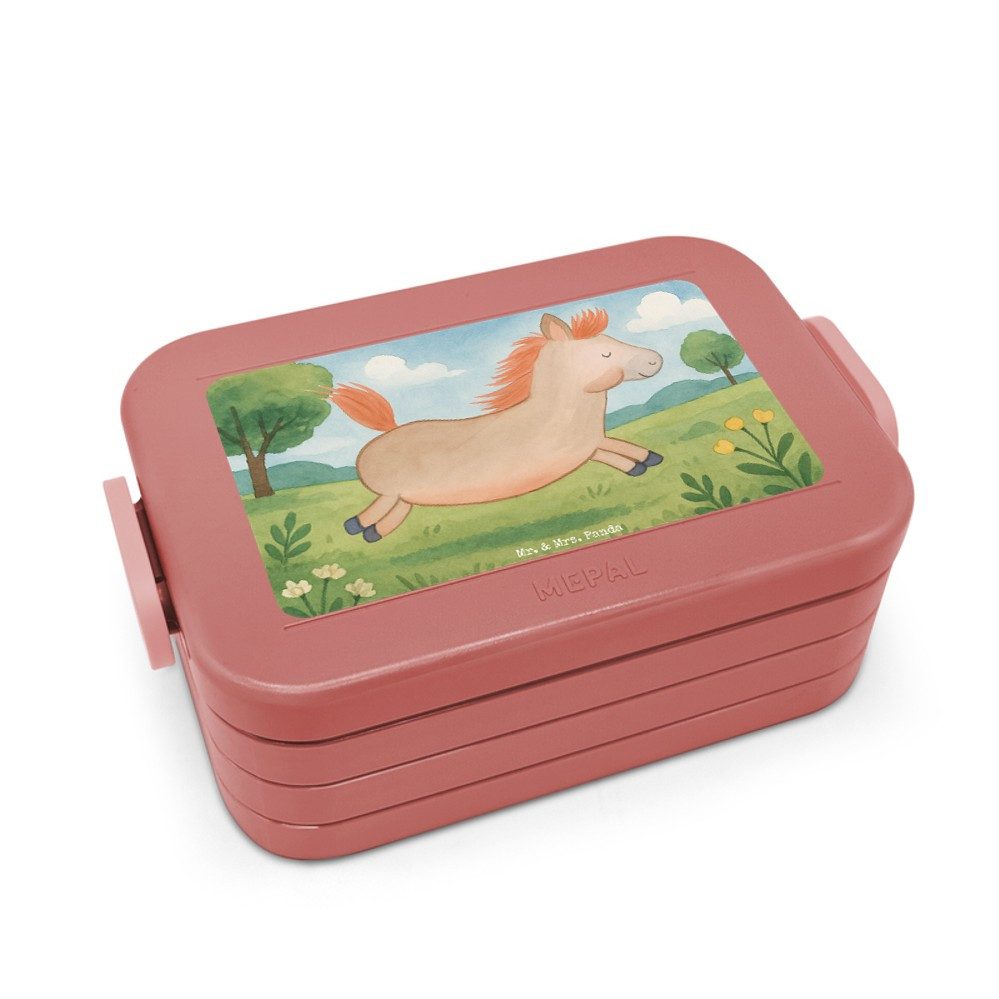 Mr. & Mrs. Panda Butterdose Pferd Springen Design, Bento Box, Rot Pastell, Reiten, Stall, Snackbo, Polypropylen lebensmittelecht, (Packung), Meal Prep Box Bento Box Pferdebesitzer