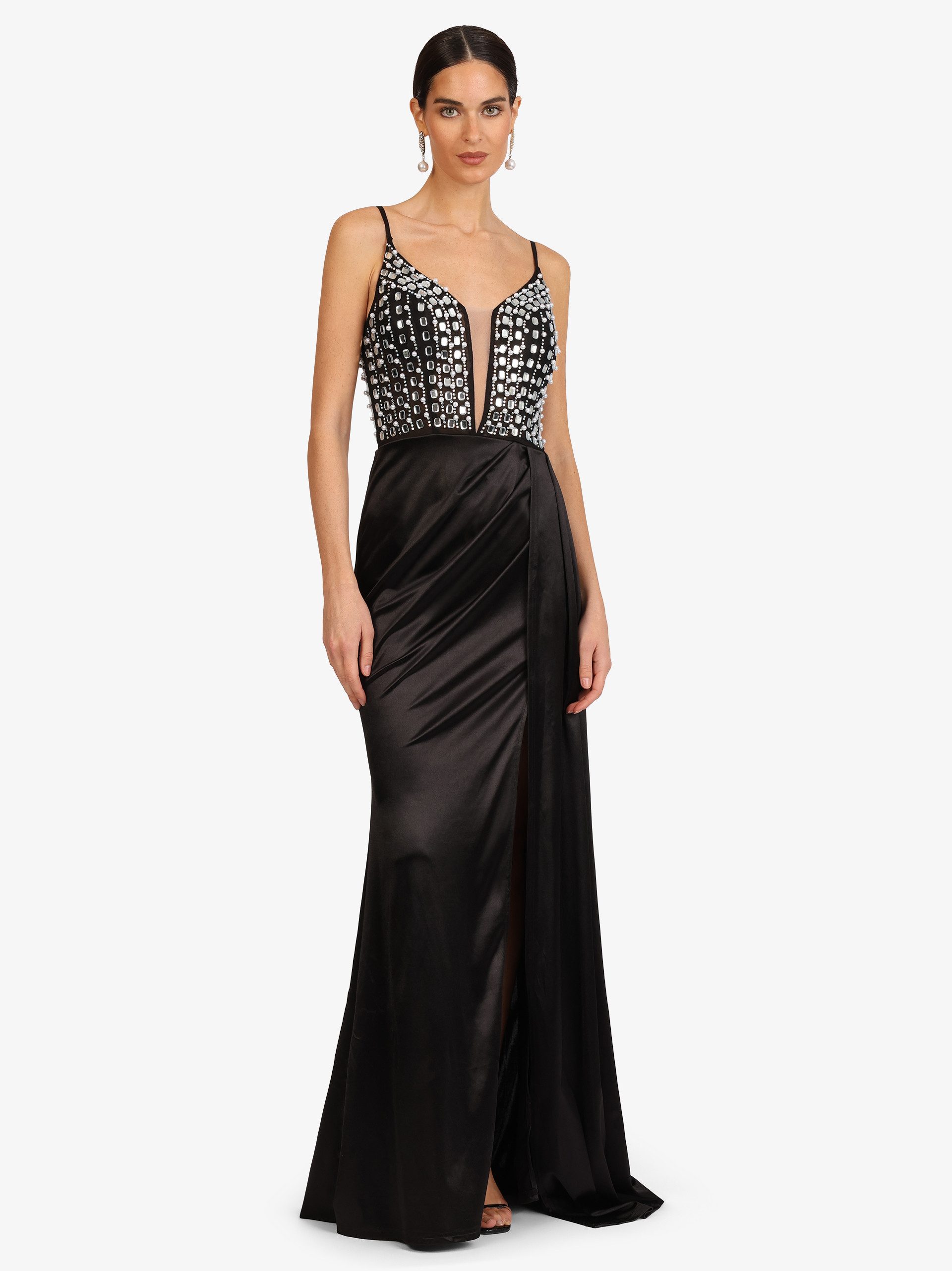 Kraimod Abendkleid mit Spaghettiträgern und V-Ausschnitt