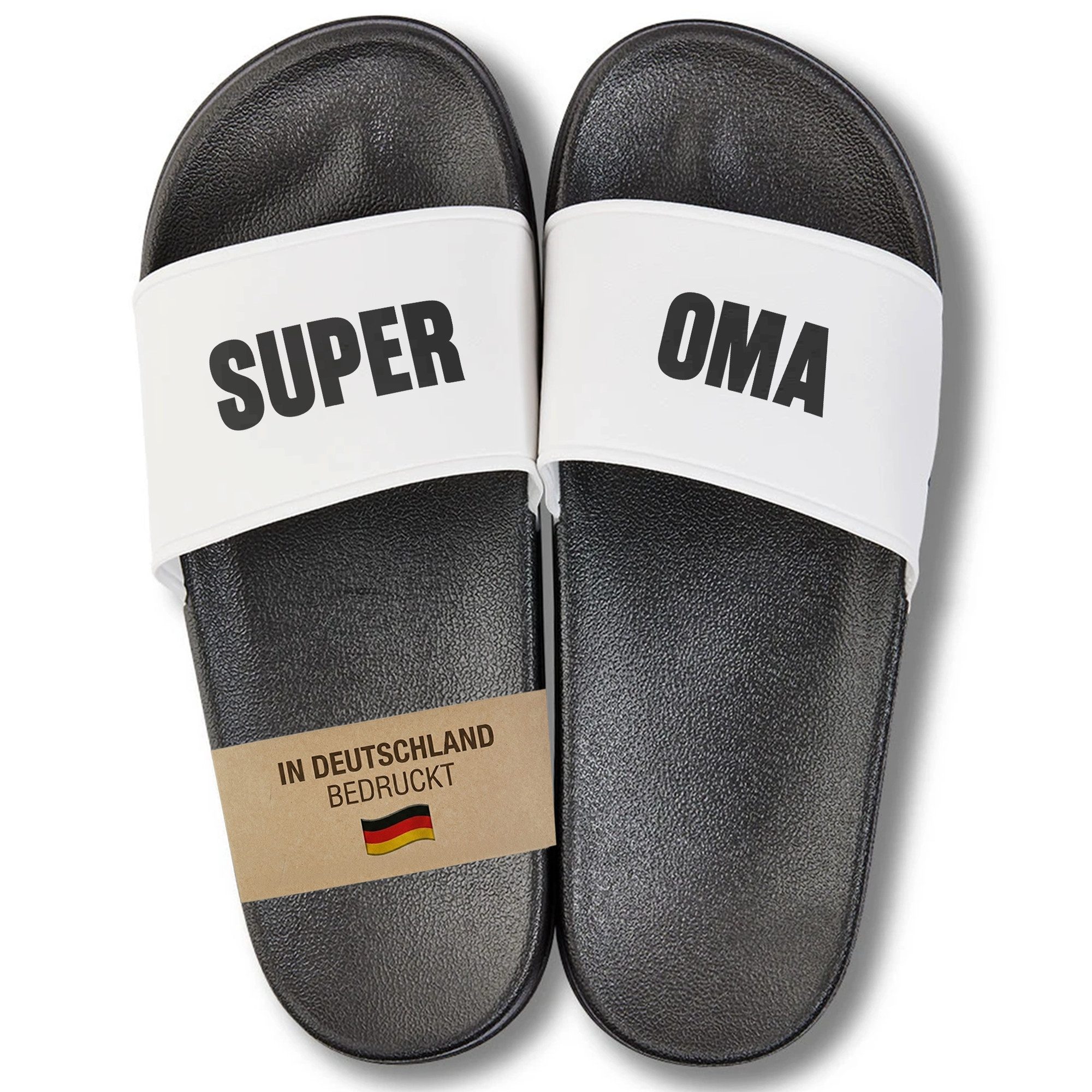 22Feels Oma Geschenk Muttertag Geburtstag Badelatschen mit Super Oma Spruch Badepantolette IN DEUTSCHLAND BEDRUCKT