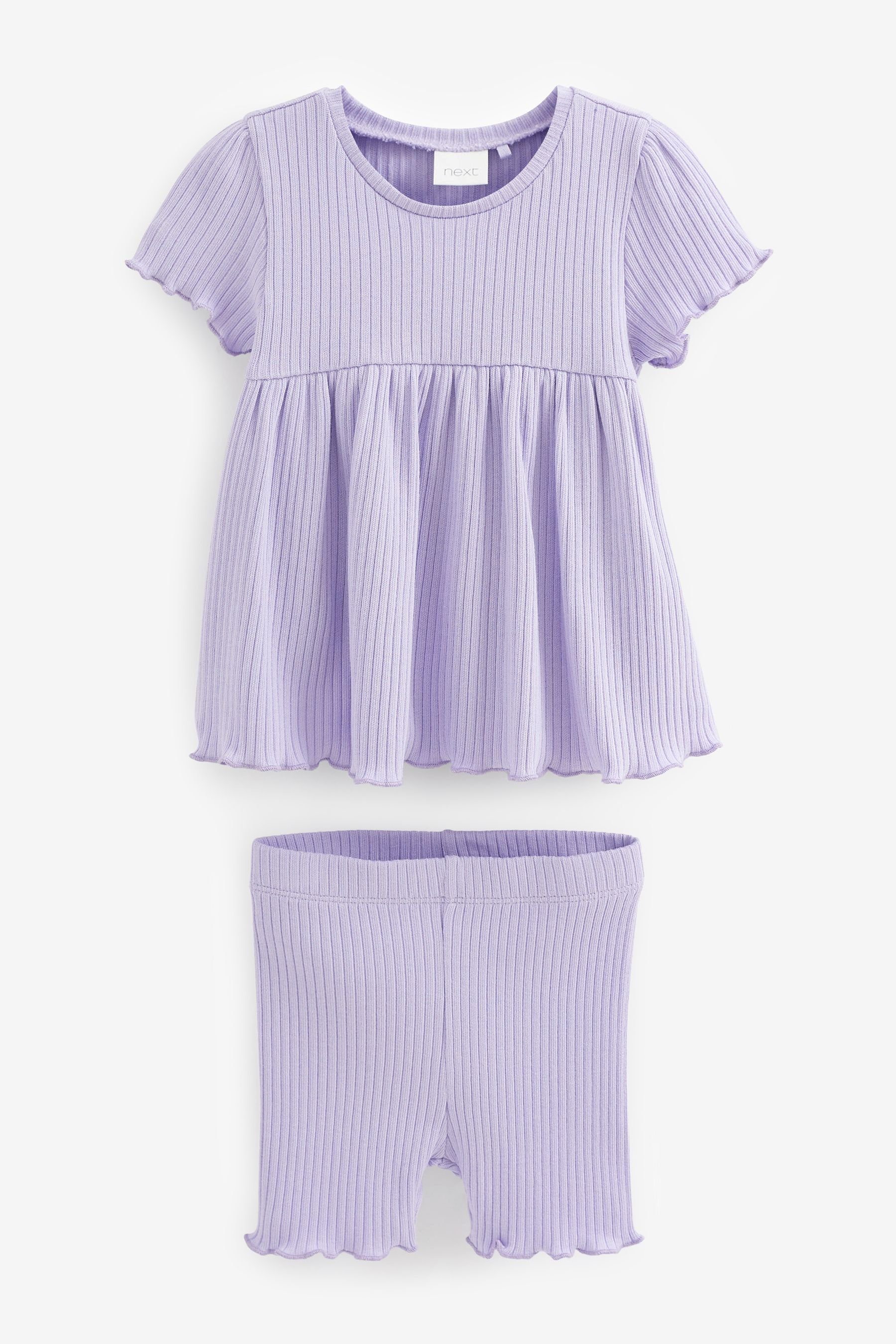 Shorts Shorts im Next Lilac und Kurzarmoberteil Purple (2-tlg) & Set T-Shirt