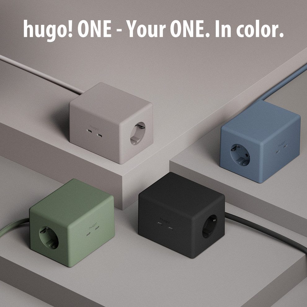 Brennenstuhl hugo! ONE Steckdosenwürfel 2 USB C 20W PD, Wireless Charger Mehrfachsteckdose 2-fach (Kabellänge 2 m)