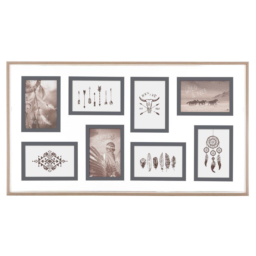 Atmosphera Créateur d'intérieur Bilderrahmen Collage 8 Fotos Adam – 38 x 3,5 x 69 cm – Holz – Beige, (einzeln)