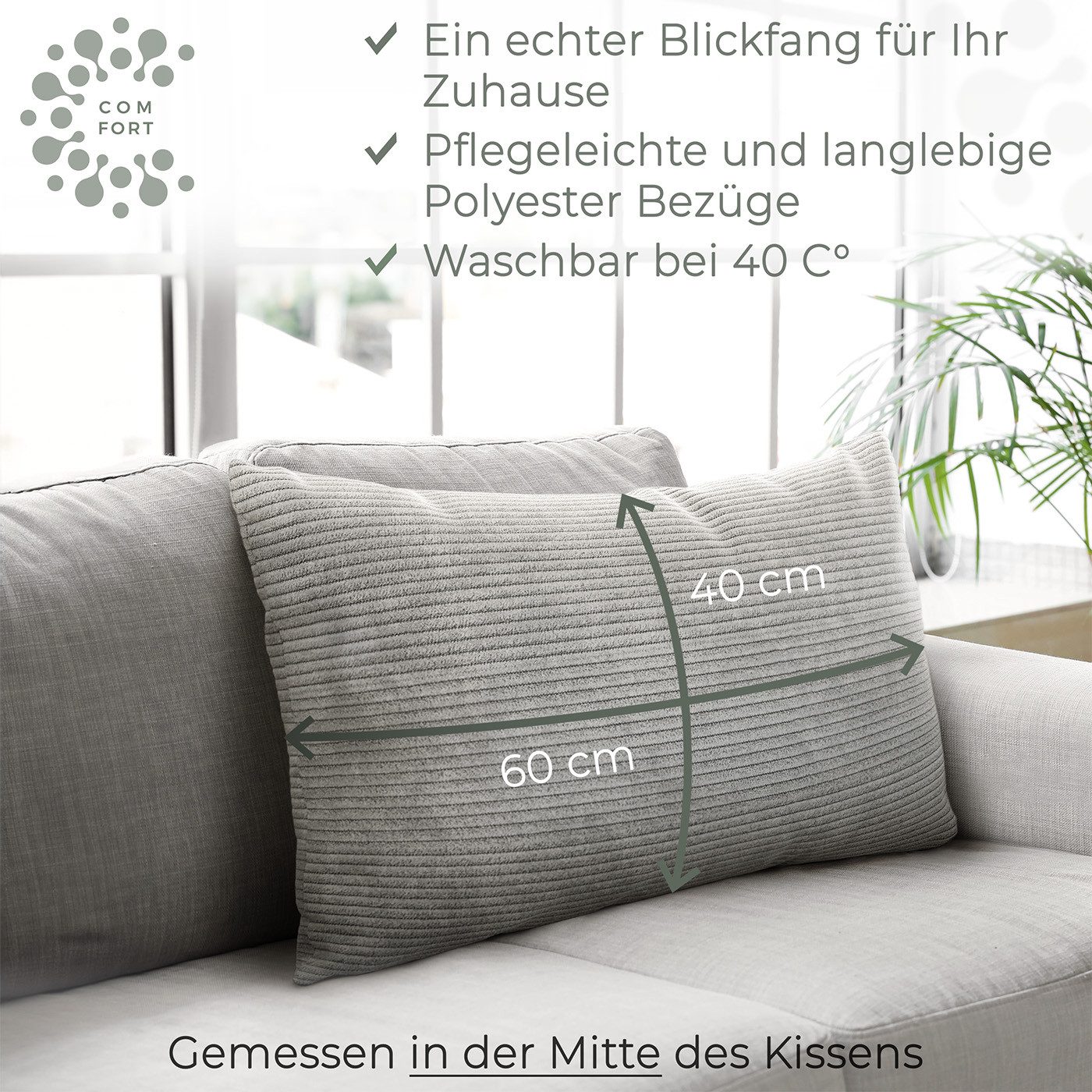 Well B4 Sofakissen mit Füllung und Bezug 2er Set Cord Couchkissen groß 40x6 günstig online kaufen