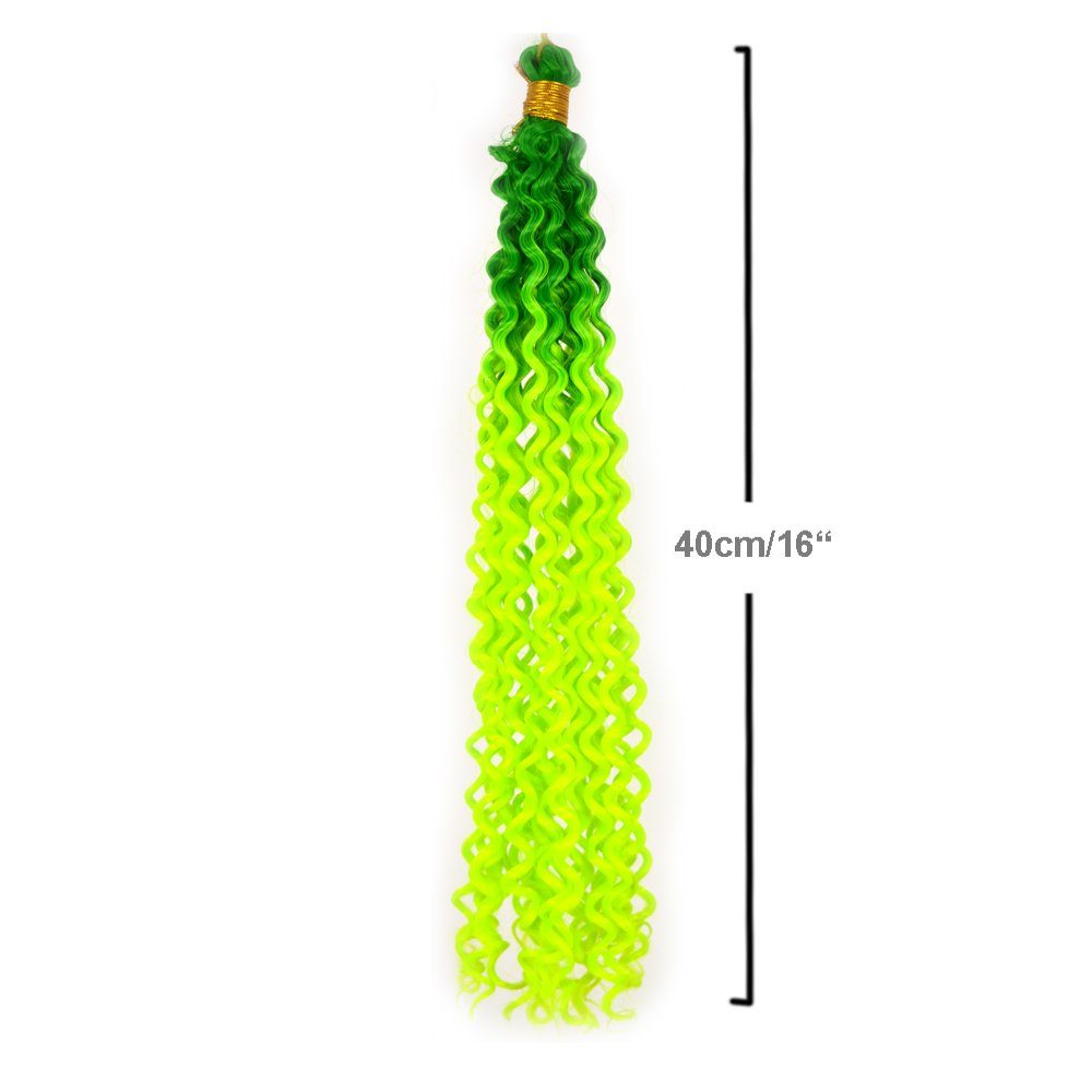Saftgrün-Neongelb Pack Crochet YOUR Zöpfe 14-WS Kunsthaar-Extension Wave BRAIDS! Flechthaar Deep Braids Ombre MyBraids Wellig 3er