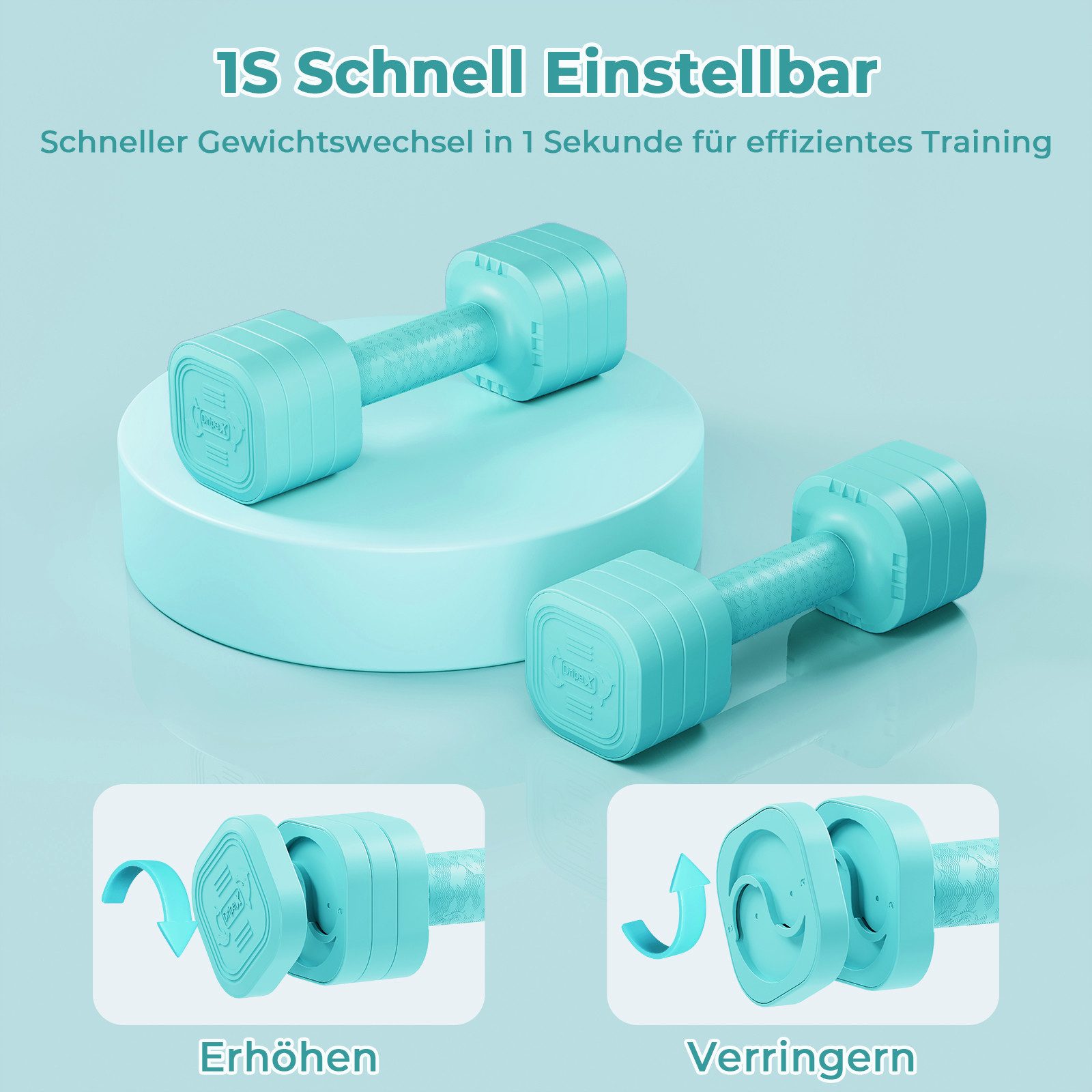 Dripex Hantel-Set verstellbare Hanteln Set 2er 2,5kg/5kg, justierbare 6 Hantelplatten