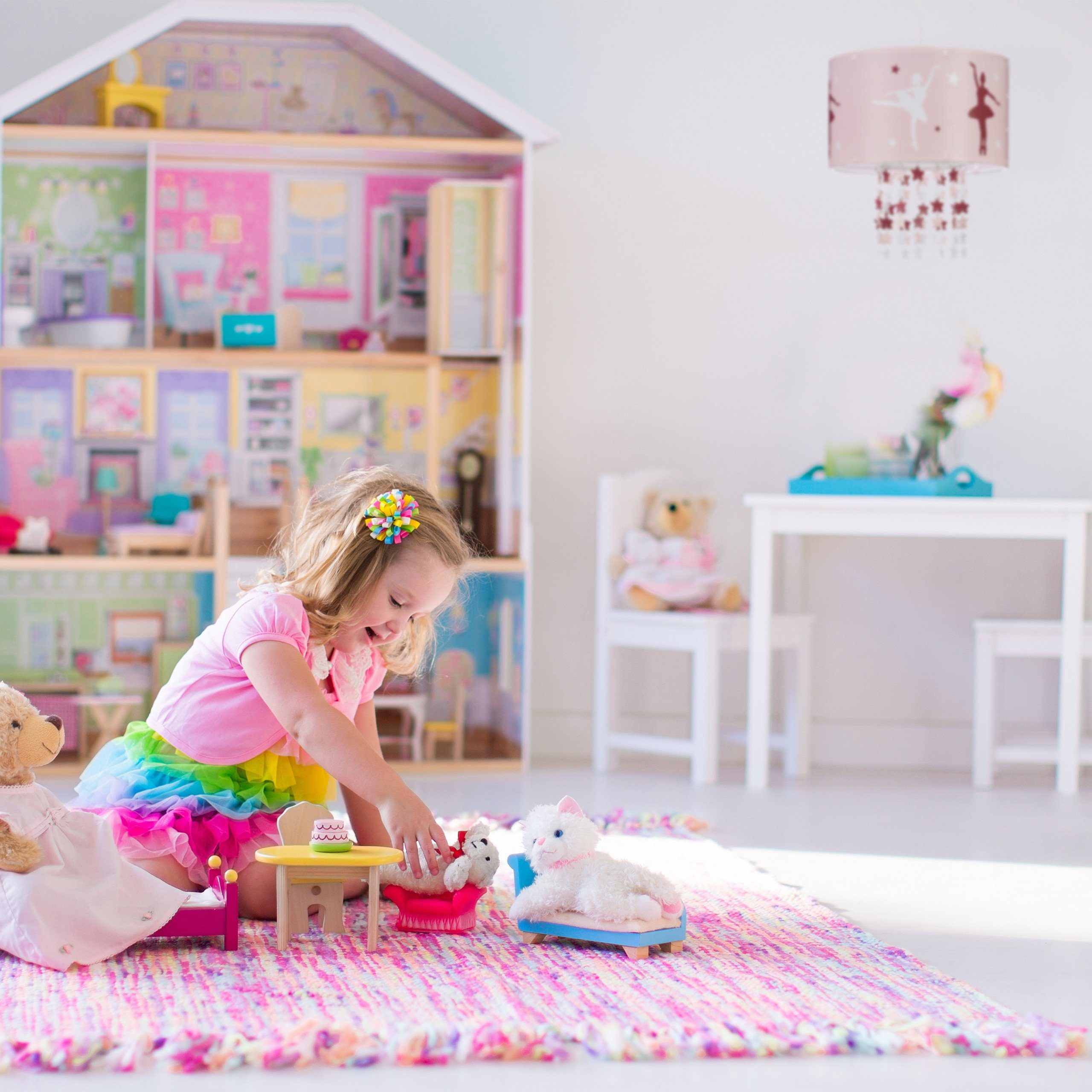 relaxdays Hängeleuchte Hängelampe für Mädchen in Rosa