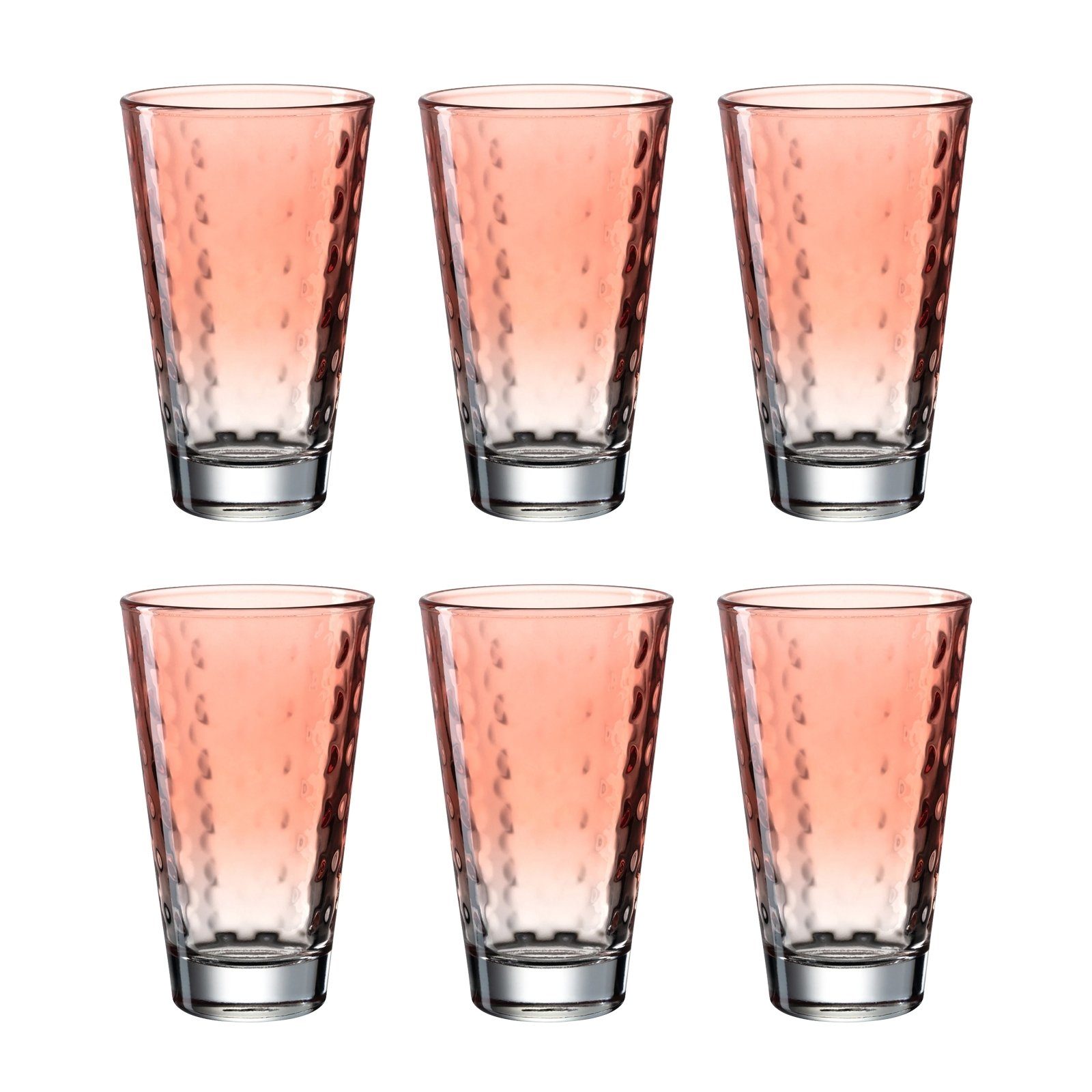 LEONARDO Glas Trinkglas koralle, 6er Optic, Glas, Saftglas Wasserglas