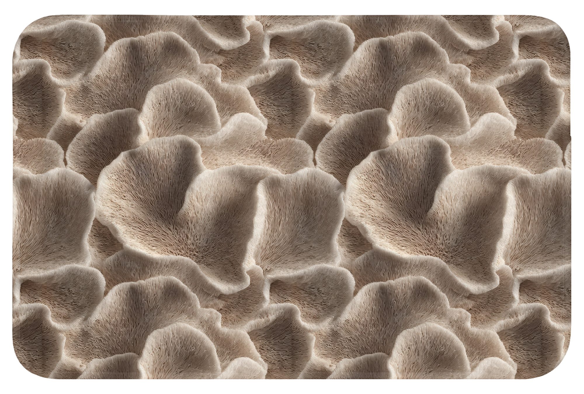 OnlyWow Badematte Fächerform - Beige - Faserstruktur, Höhe 10 mm, Polyester, Rechteckig, Badezimmerteppich, Badteppich, Rutschfest, Badvorleger, Waschbar