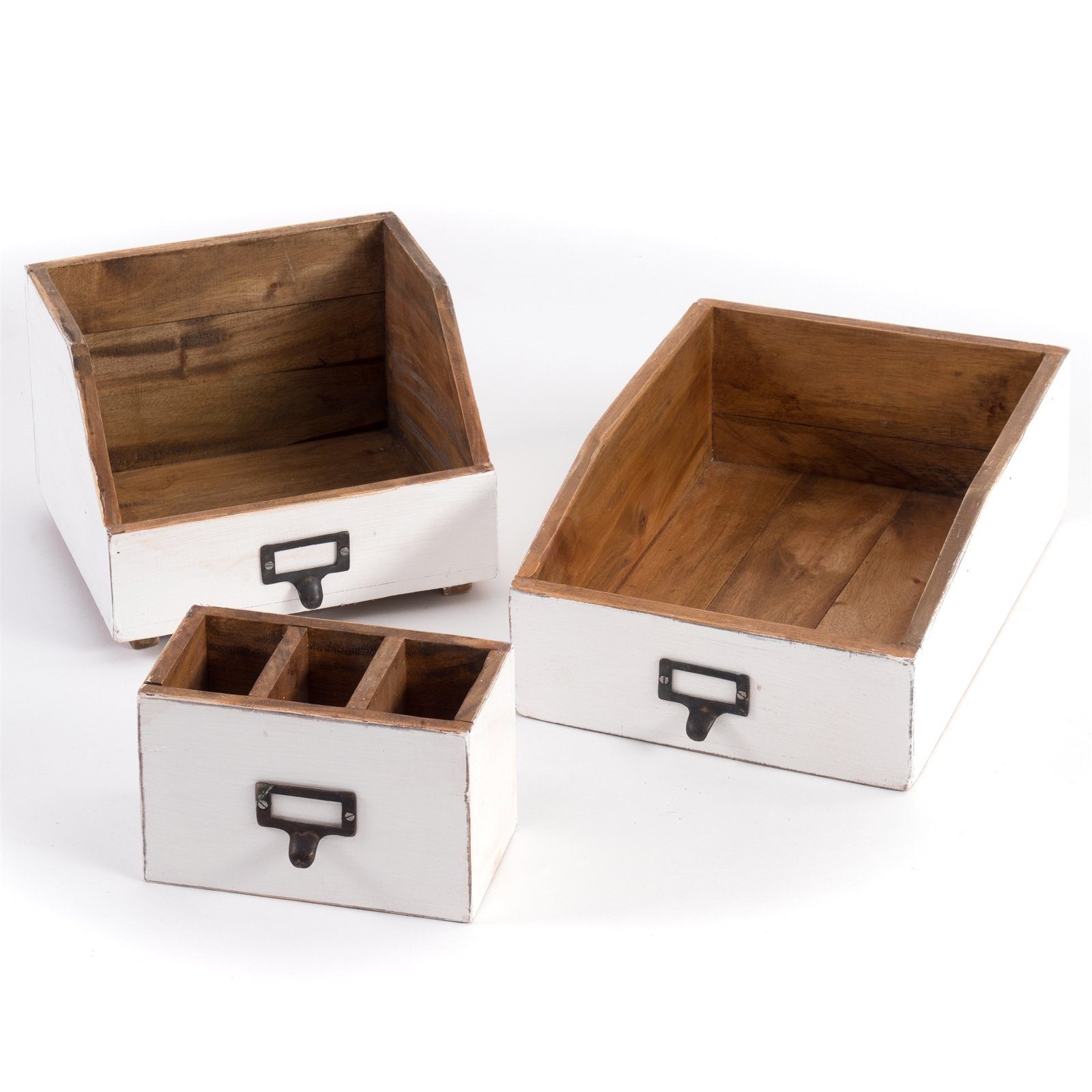 DESIGN DELIGHTS Aufbewahrungsbox SCHREIBTISCH ORGANIZER SET "OFFICE", 3-teilig, Altholz massiv, 06 w