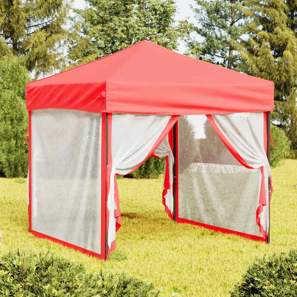 furnicato Partyzelt Faltbares 199x199x254 cm Rot mit 210D Oxford-Gewebe, UV-beständiger Pavillon mit wasserabweisenden Wänden und Stahlrahmen