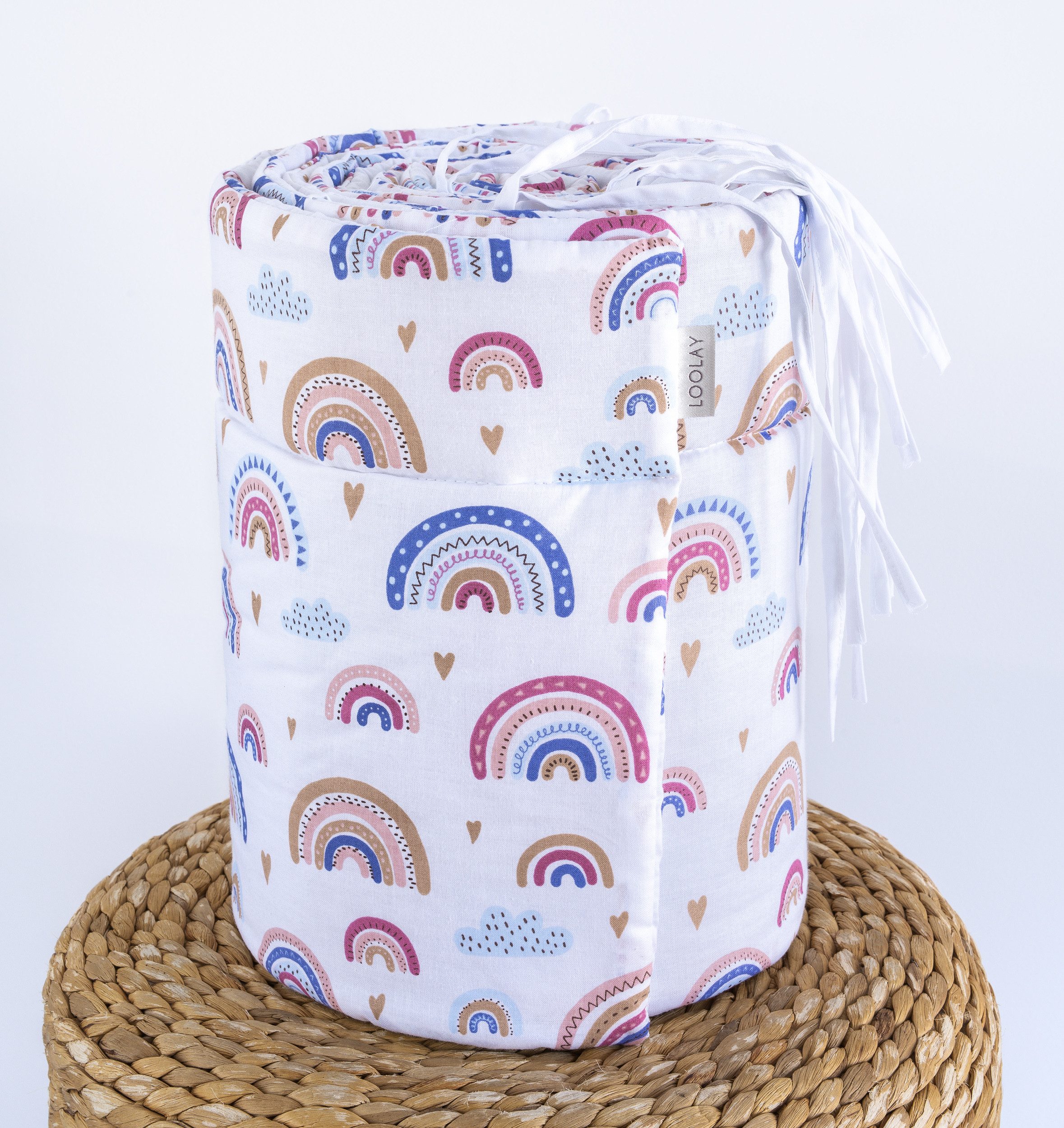 Loolay Bettnestchen REGENBOGEN Baumwolle Atmungsaktives Babybett Bunt BETTUMRANDUNG, (Bett 140x70cm - 420, 210 cm, 120x60cm - 360, 180 cm, Babyaussttatung Umran – Bild 5 von 5
