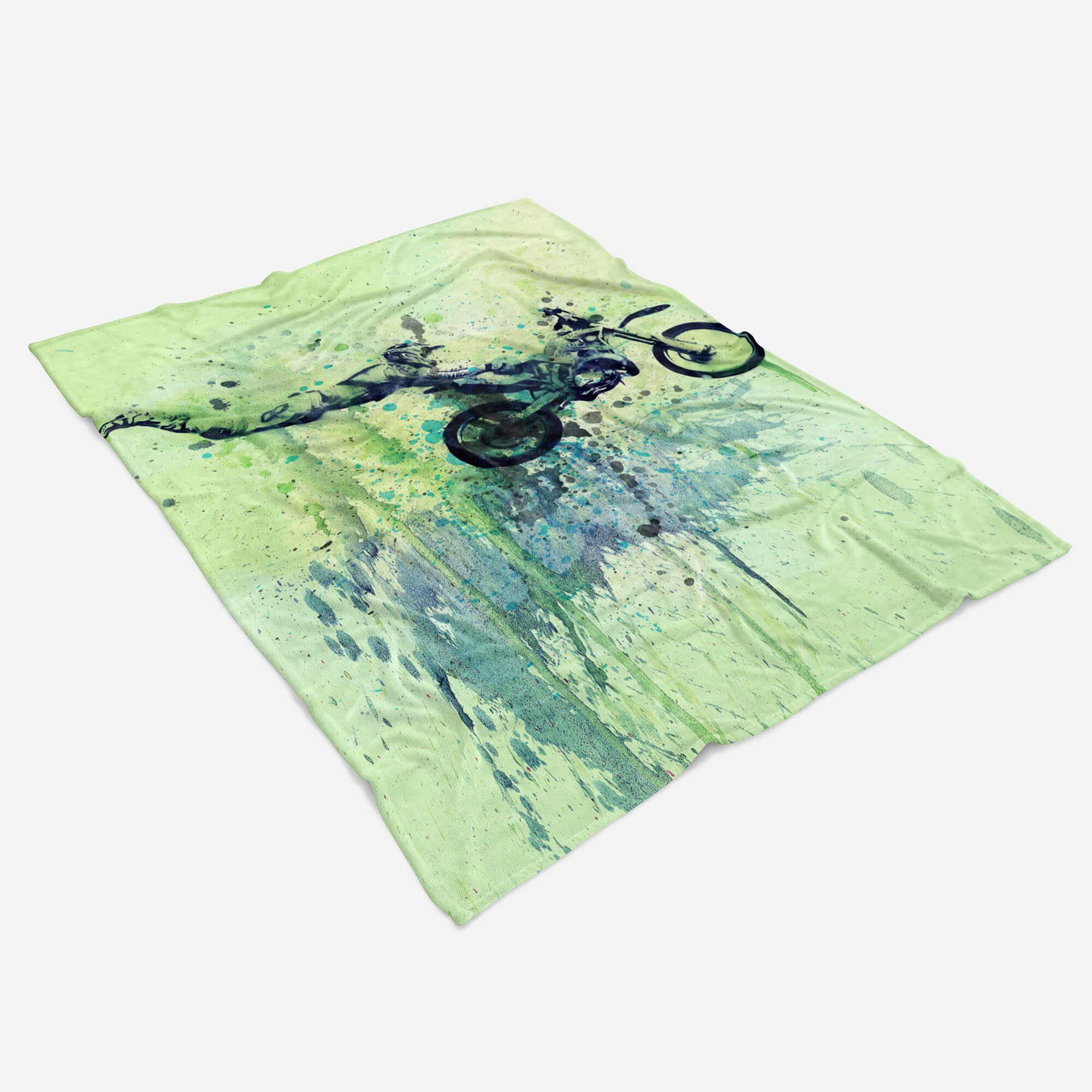 Handtücher SplashArt Sport Handtuch Strandhandtuch Saunatuch Kuscheldecke Kunstvoll Motocross Sporth, Baumwolle-Polyester-Mix (1-St), Handtuch