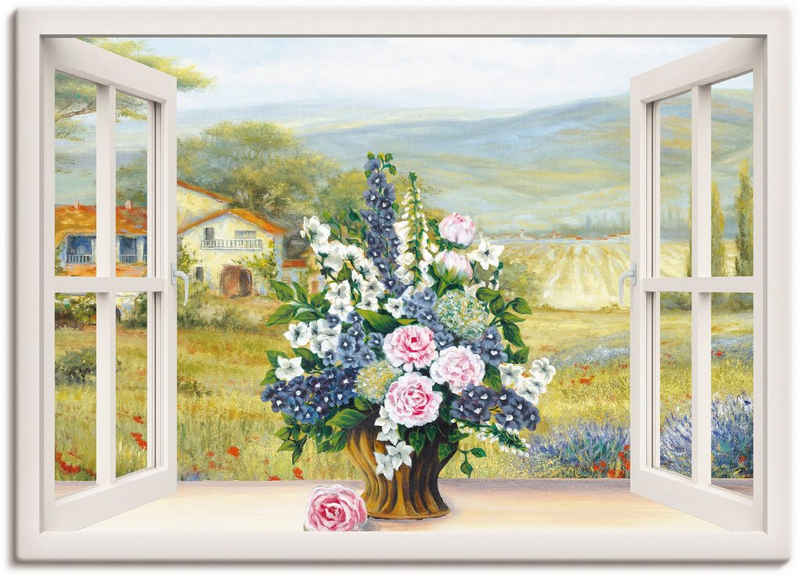 Artland Wandbild Blumenbouquet am weißen Fenster, Arrangements (1 St), als Leinwandbild, Wandaufkleber oder Poster in versch. Größen